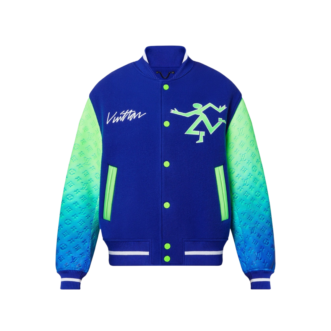 - Louis Vuitton Mix Gradient Leather Bomber Heather Grey Blue - 대표 이미지 #1