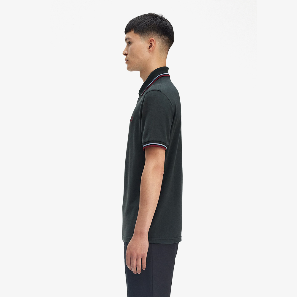 프레드페리 M12 트윈 팁 프레드페리 셔츠 나이트그린/라이트 스모크/번트레드(Fred Perry Twin Tipped Fred Perry Shirt Night Green/Light Smoke/Burnt Red) - 3