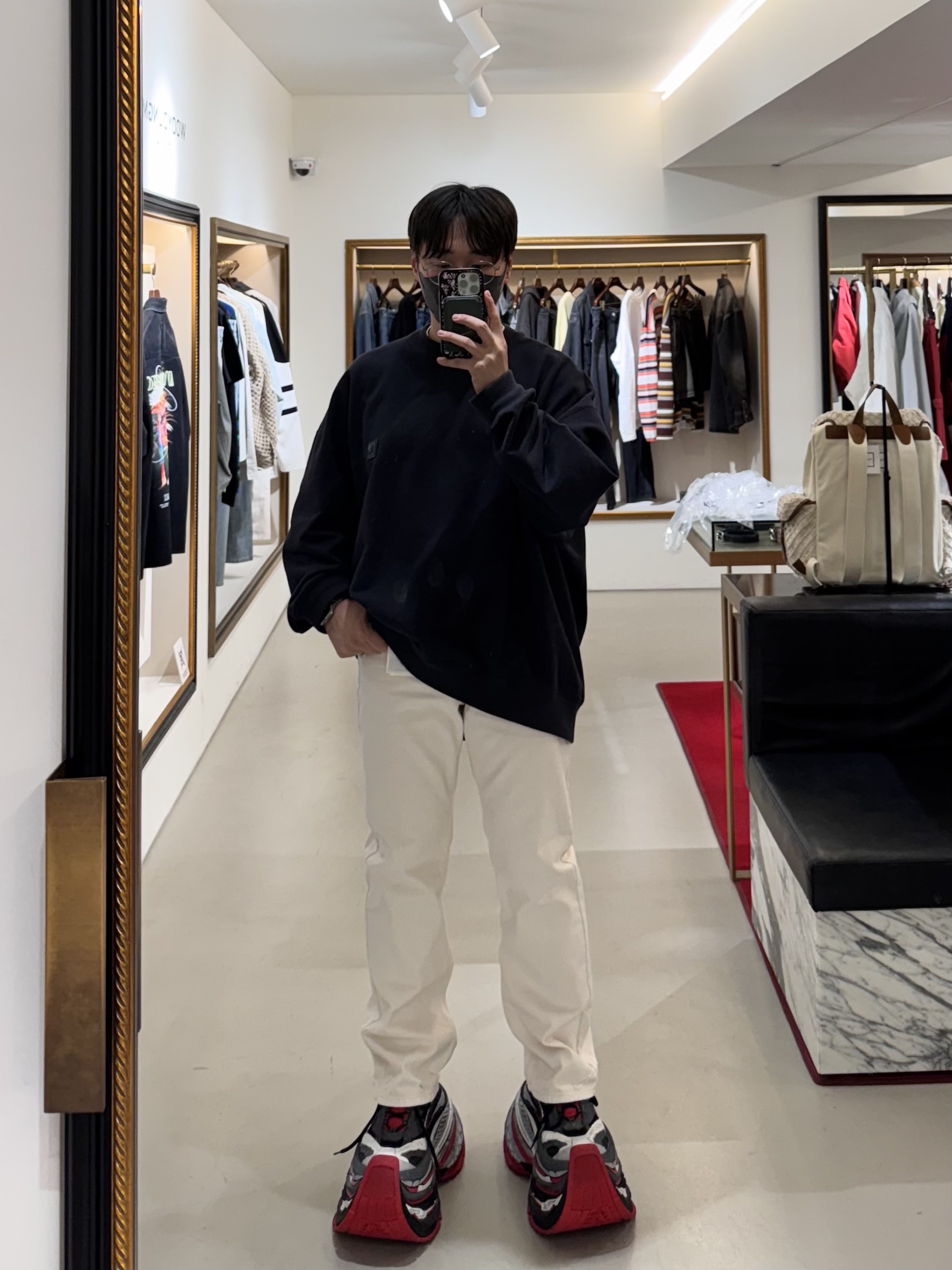 (W) Wooyoungmi Tweed Banding Jacket Gray - 24FW, Wooyoungmi New Straight Denim Pants Blue - 25SS 착용 스타일 - 7