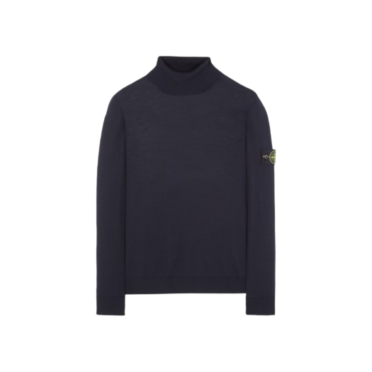 Stone Island 525C4 Pure Light Wool Turtleneck Knit Navy Blue - 23FW
