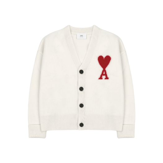 AMI de Coeur Oversize Intarsia Cardigan White