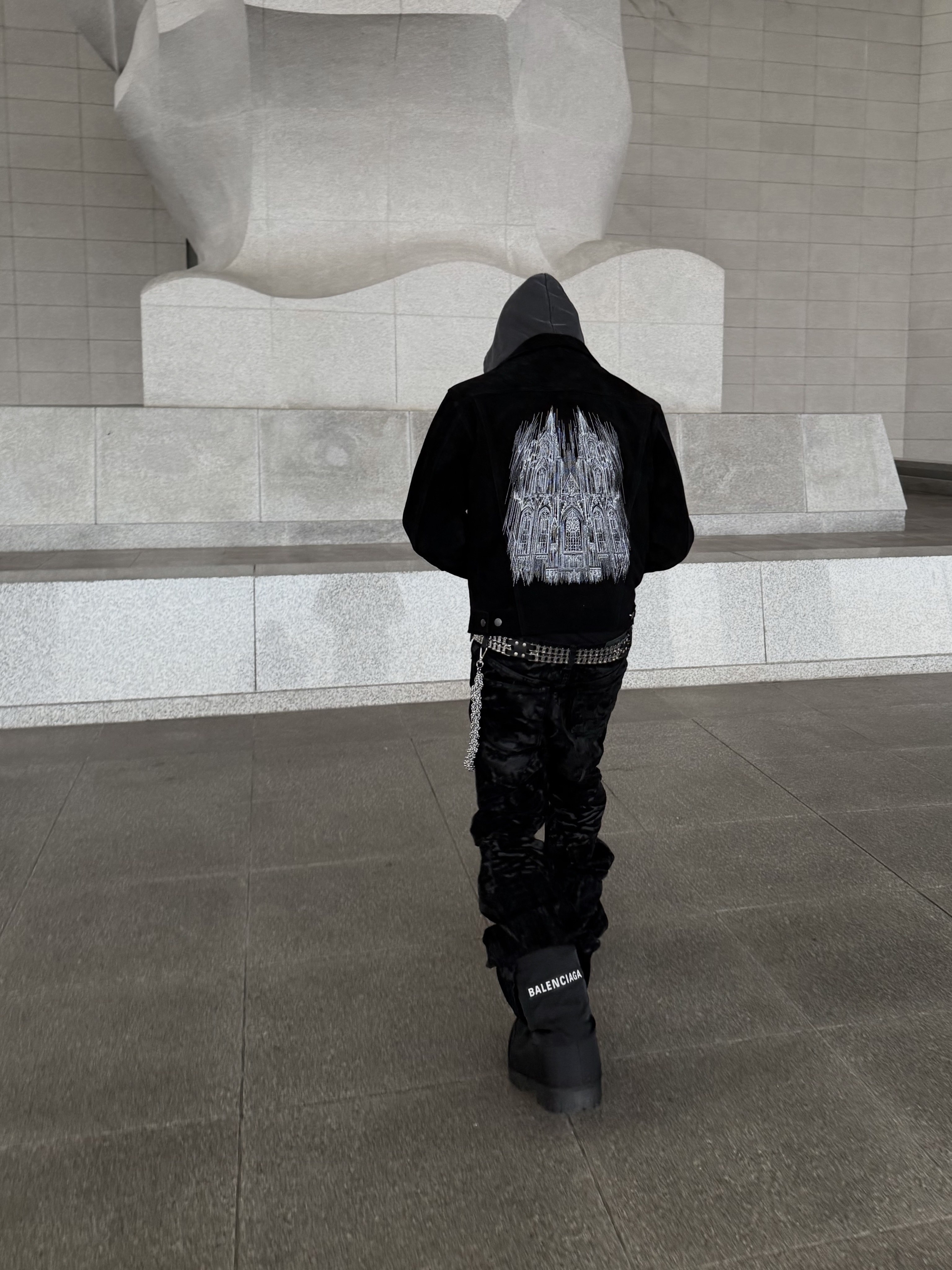 Project G/R Bicycle Chain Belt Black, Balenciaga Skiwear Alaska Nylon Low Boot Black 착용 스타일 - 3