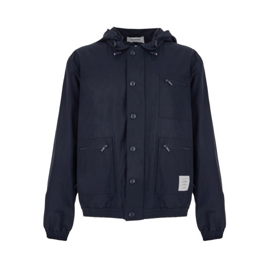 Thom Browne Multi Zip Pockets Hidden Hoodie Oversized Zip-Up Jacket Navy