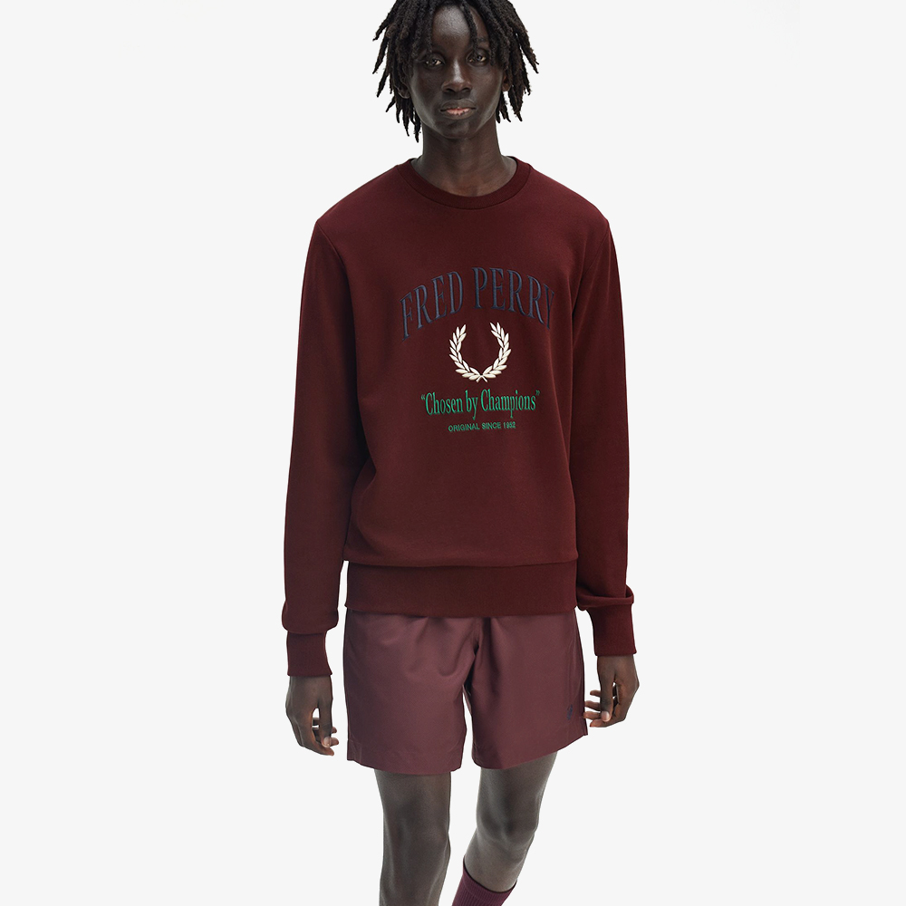 프레드페리 클럽하우스 엠브로이더드 챔피언 스웻셔츠 옥스블러드(Fred Perry Clubhouse Embroidered Champion Sweatshirt Oxblood) - 4