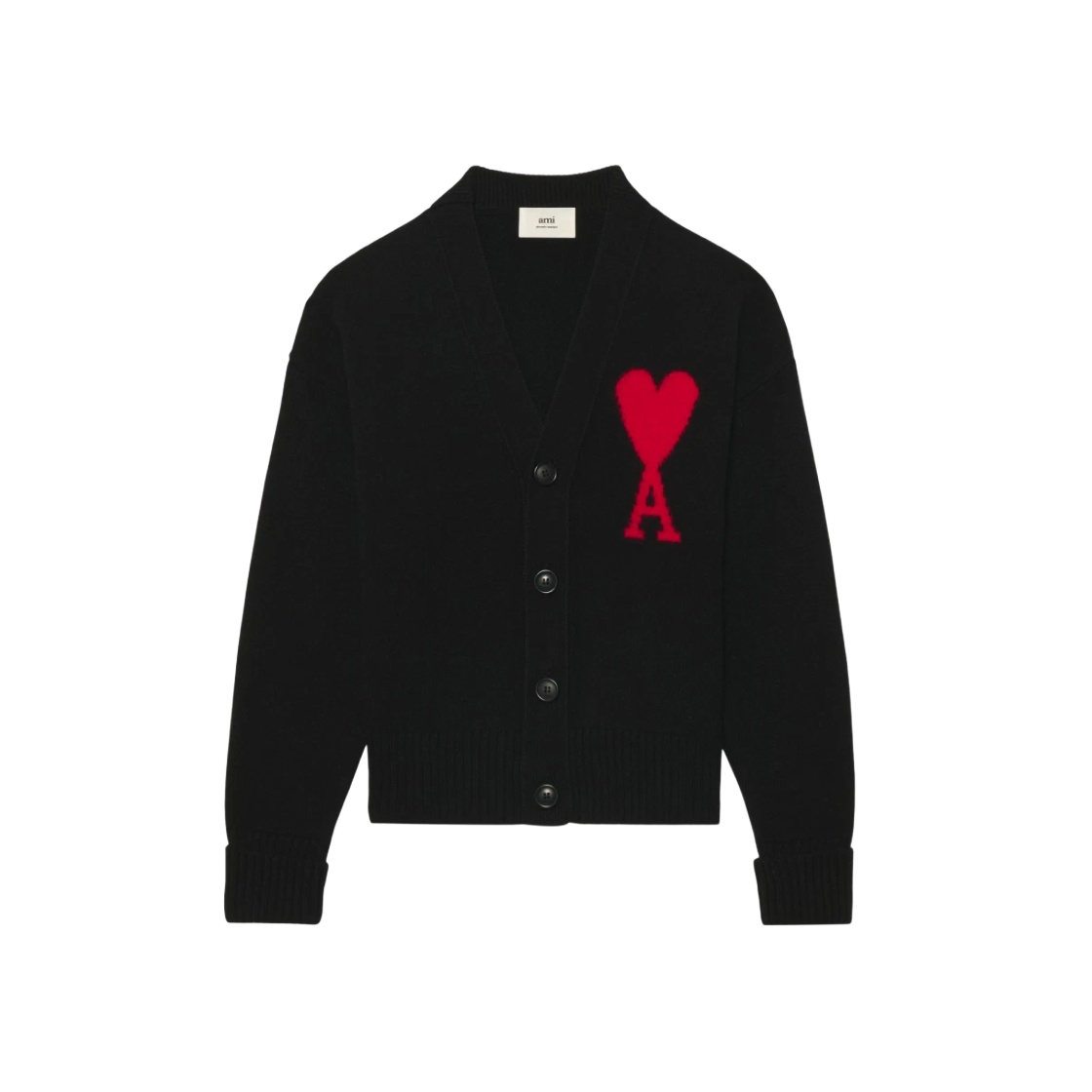 E22/BF/UKC002-018-009 AMI de Coeur Oversize Intarsia Cardigan Black - 대표 이미지 #1