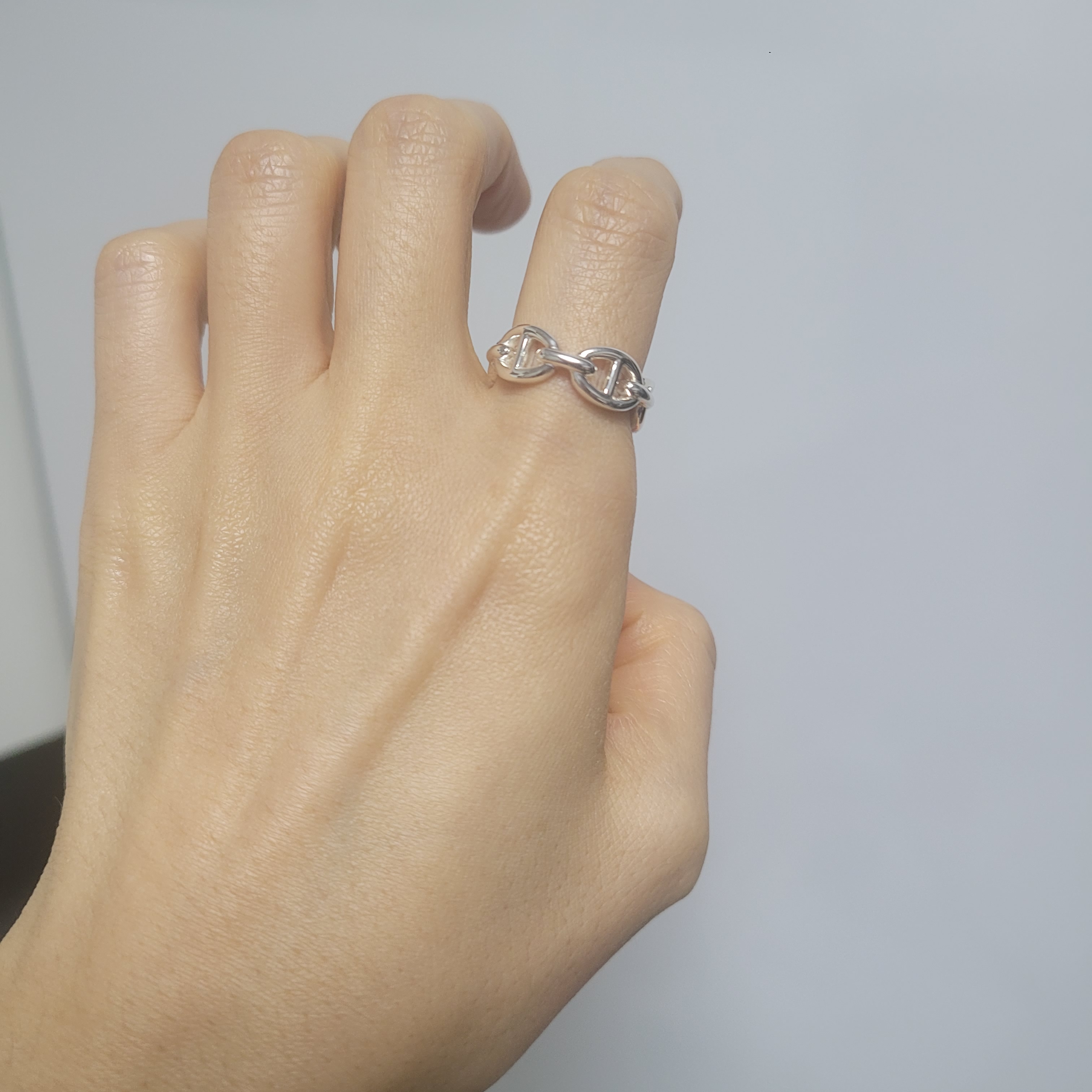 (W) Hermes Small Chaine D'Ancre Enchainee Ring Sterling Silver 착용 스타일