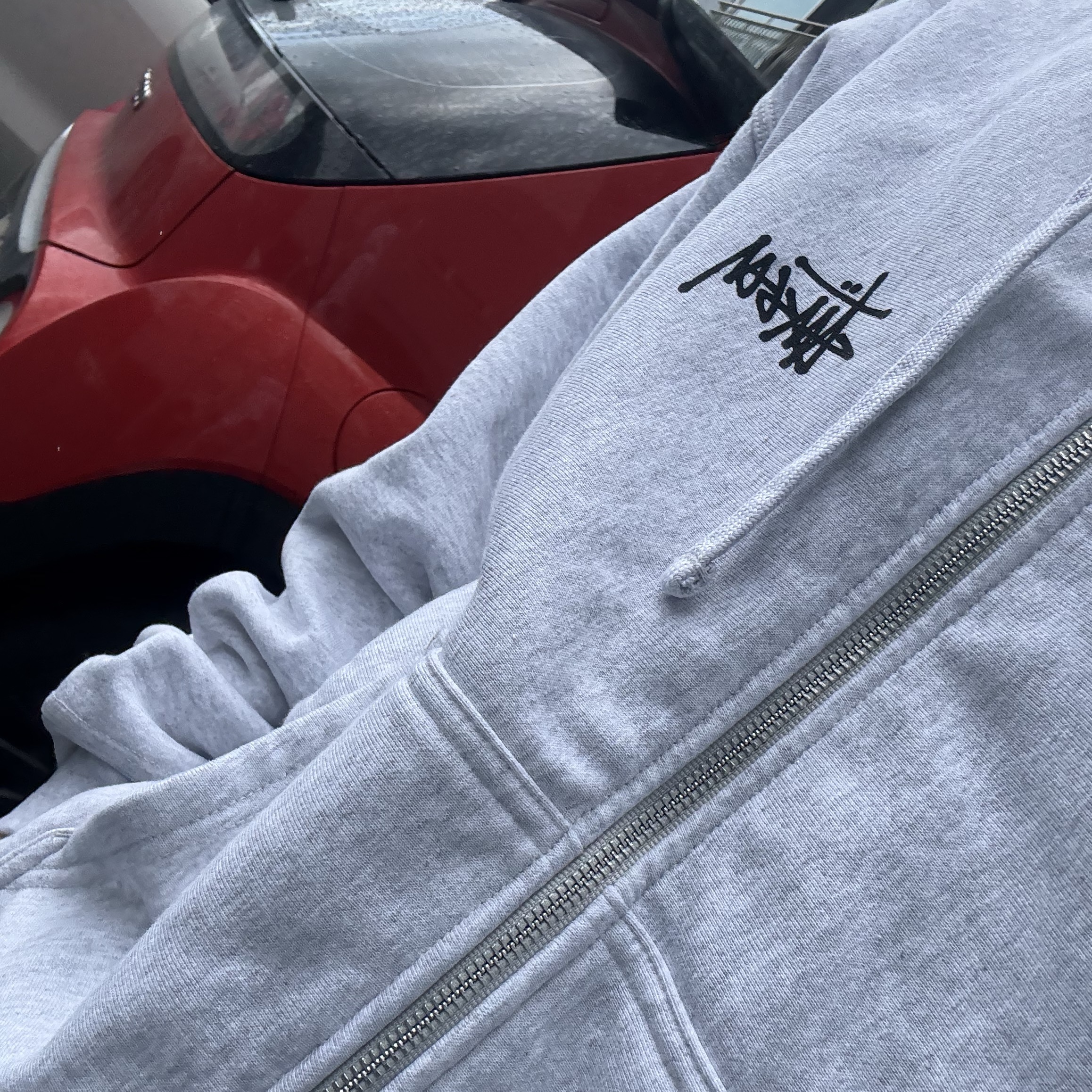 Stussy Basic Stussy Zip Hoodie Ash Heather 착용 스타일