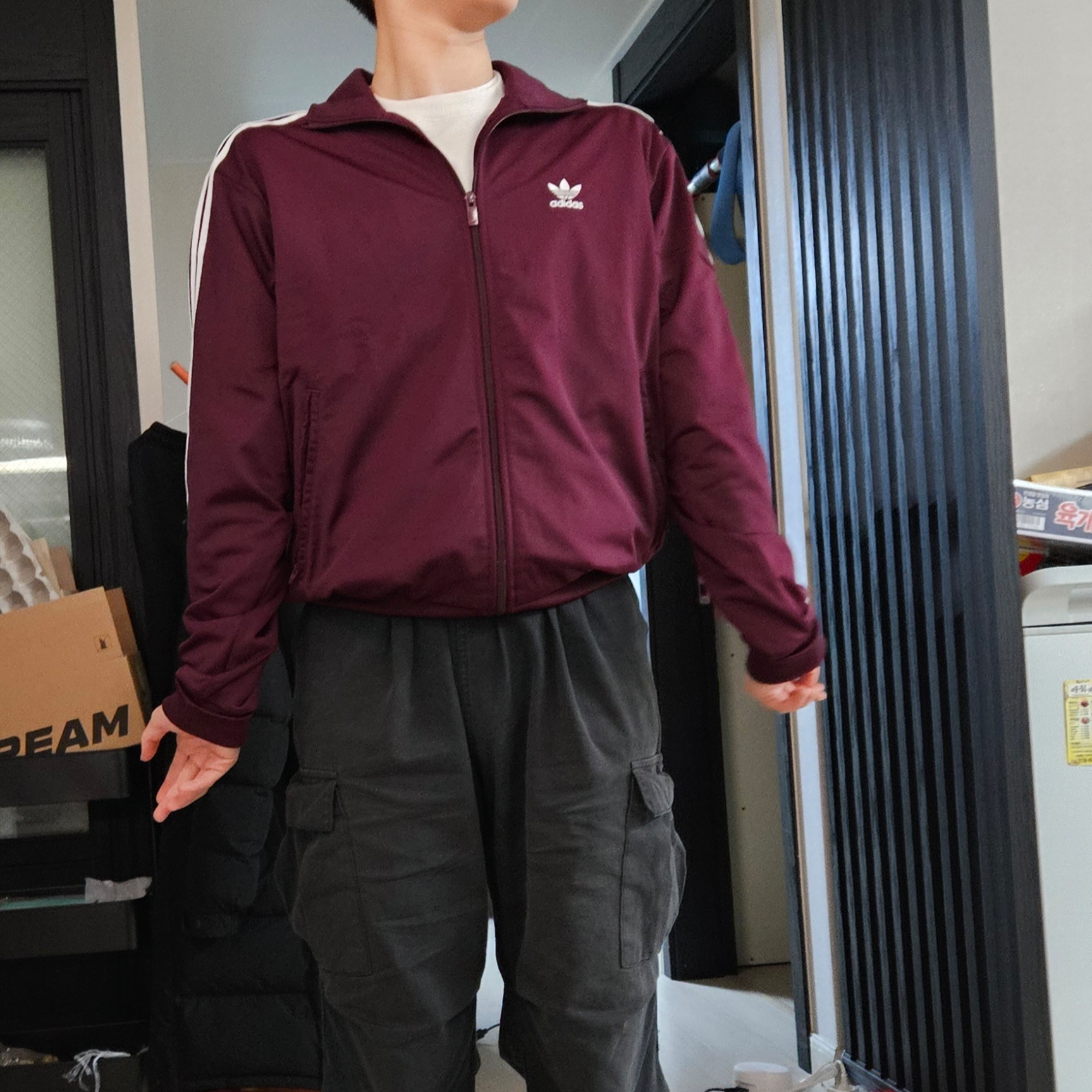 Adidas Adicolor Classic Firebird Track Top Maroon - KR Sizing 착용 스타일 - 2