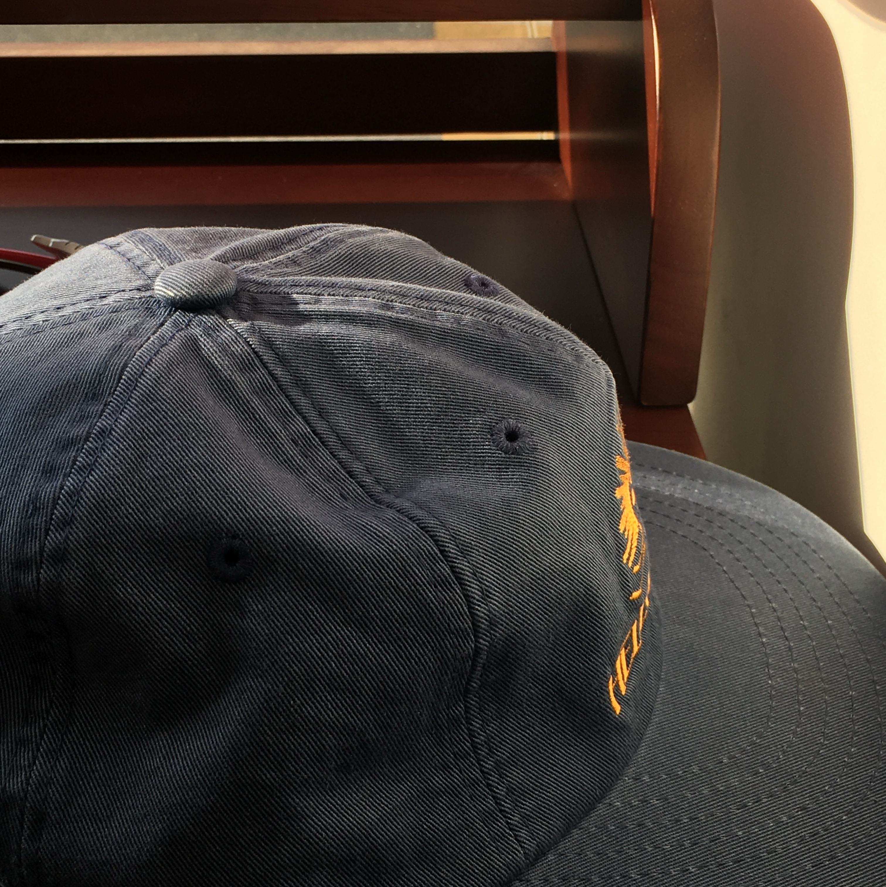 Hello Sunrise Washed OG Logo 6panel Cap Ocean Blue 착용 스타일 - 2