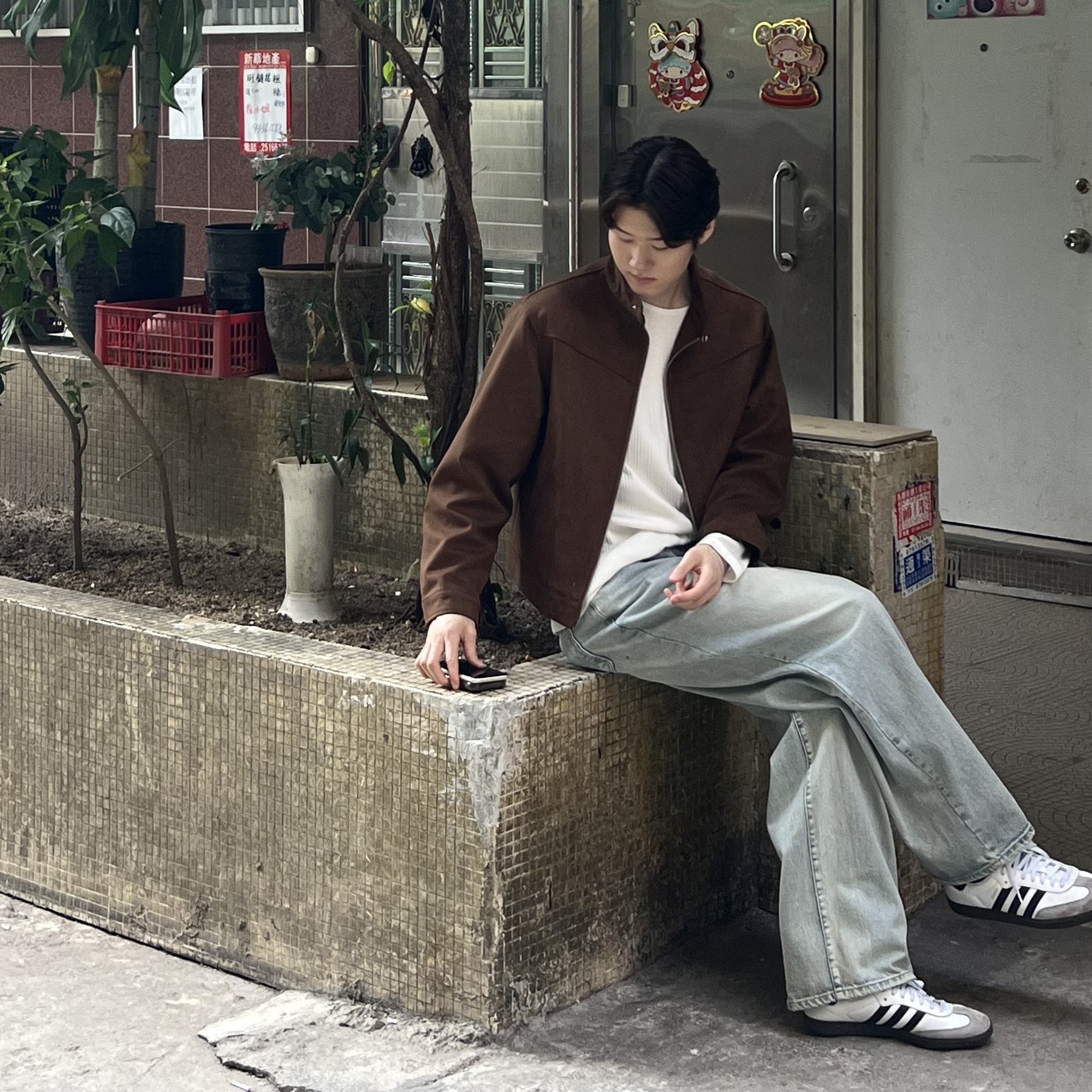 아디다스 삼바 OG 클라우드 화이트 착용 스타일 - 1