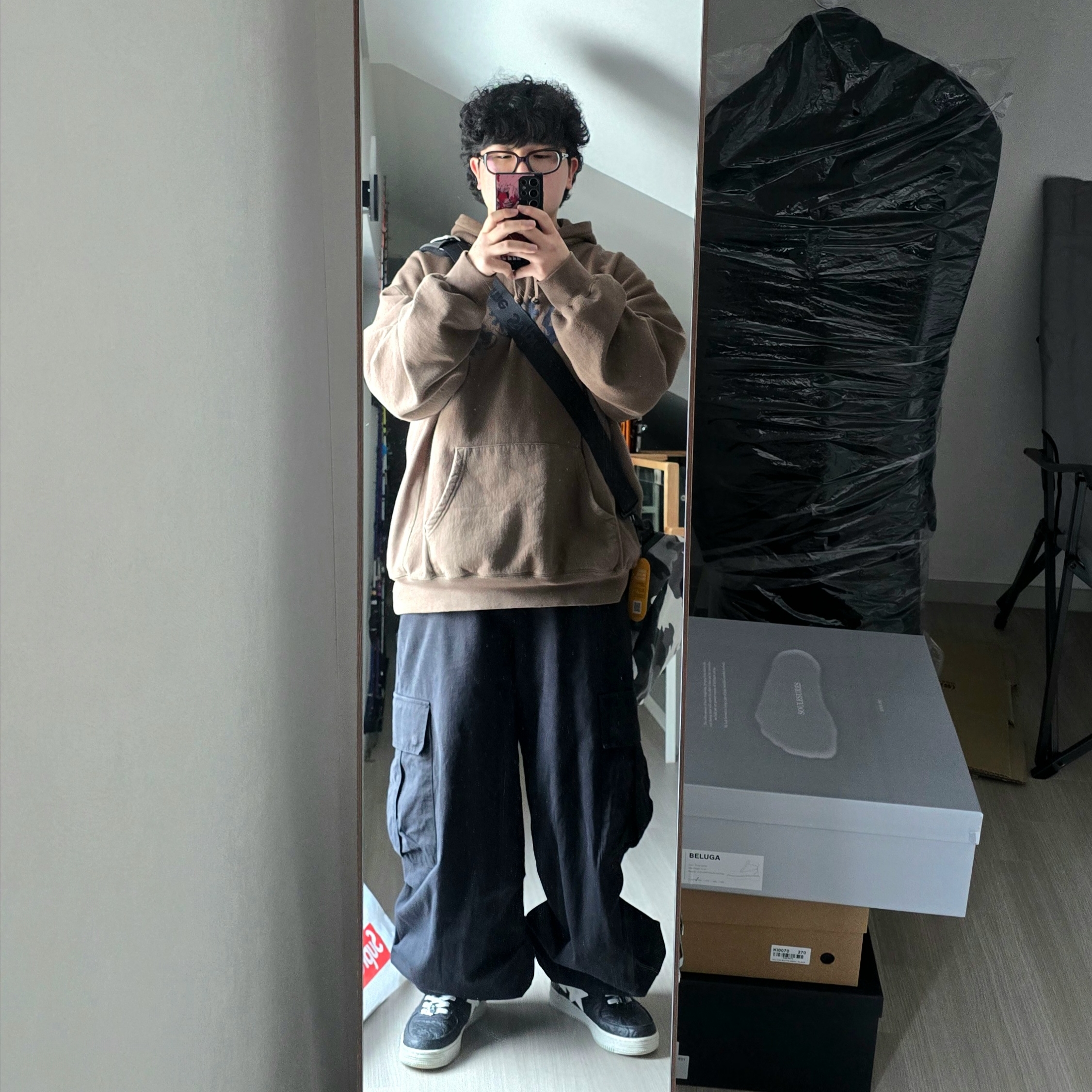 Supreme Printed Arc Hooded Sweatshirt Dusty Brown - 24FW, BAPE Bape Sta #3 Black White 착용 스타일 - 2