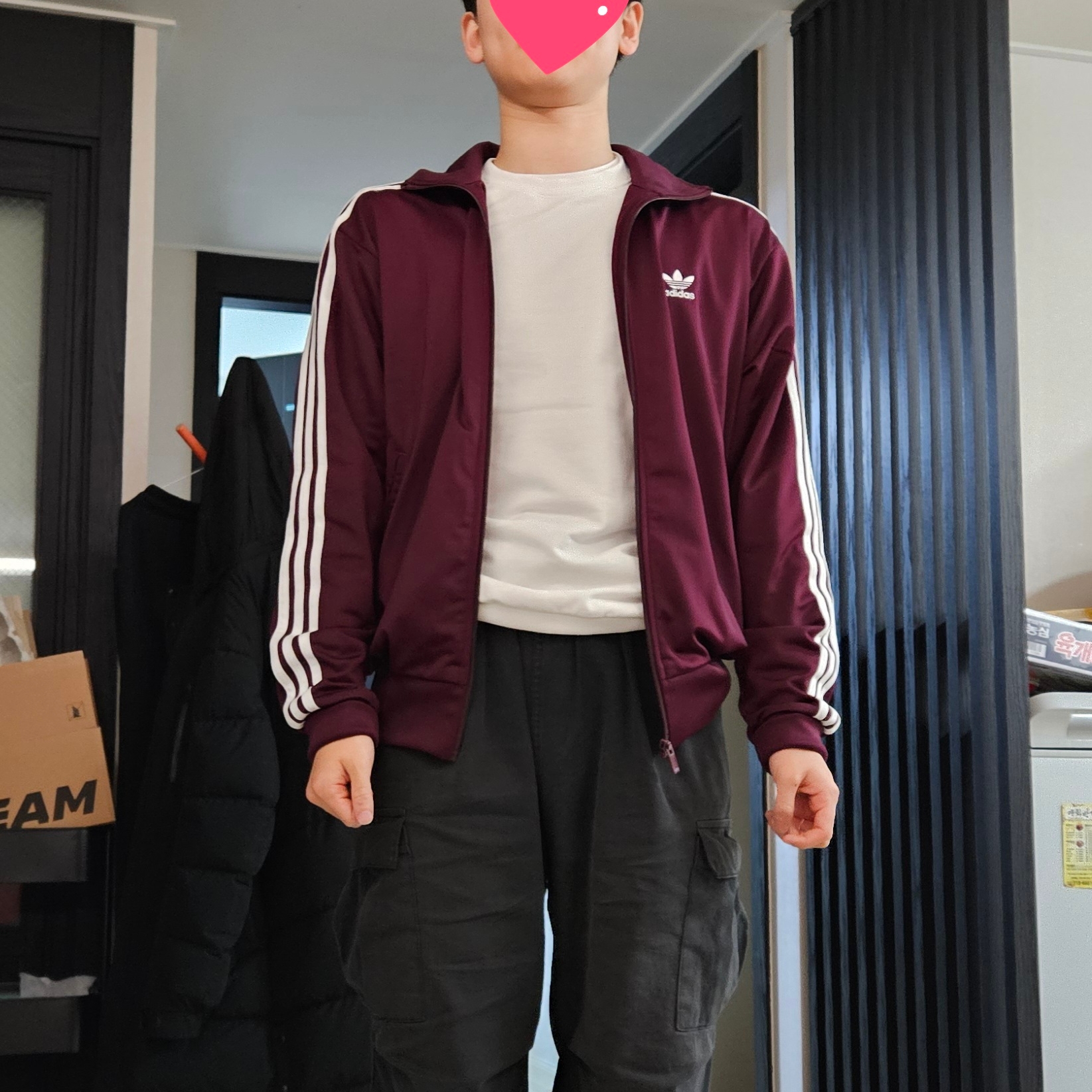 Adidas Adicolor Classic Firebird Track Top Maroon - KR Sizing 착용 스타일 - 1
