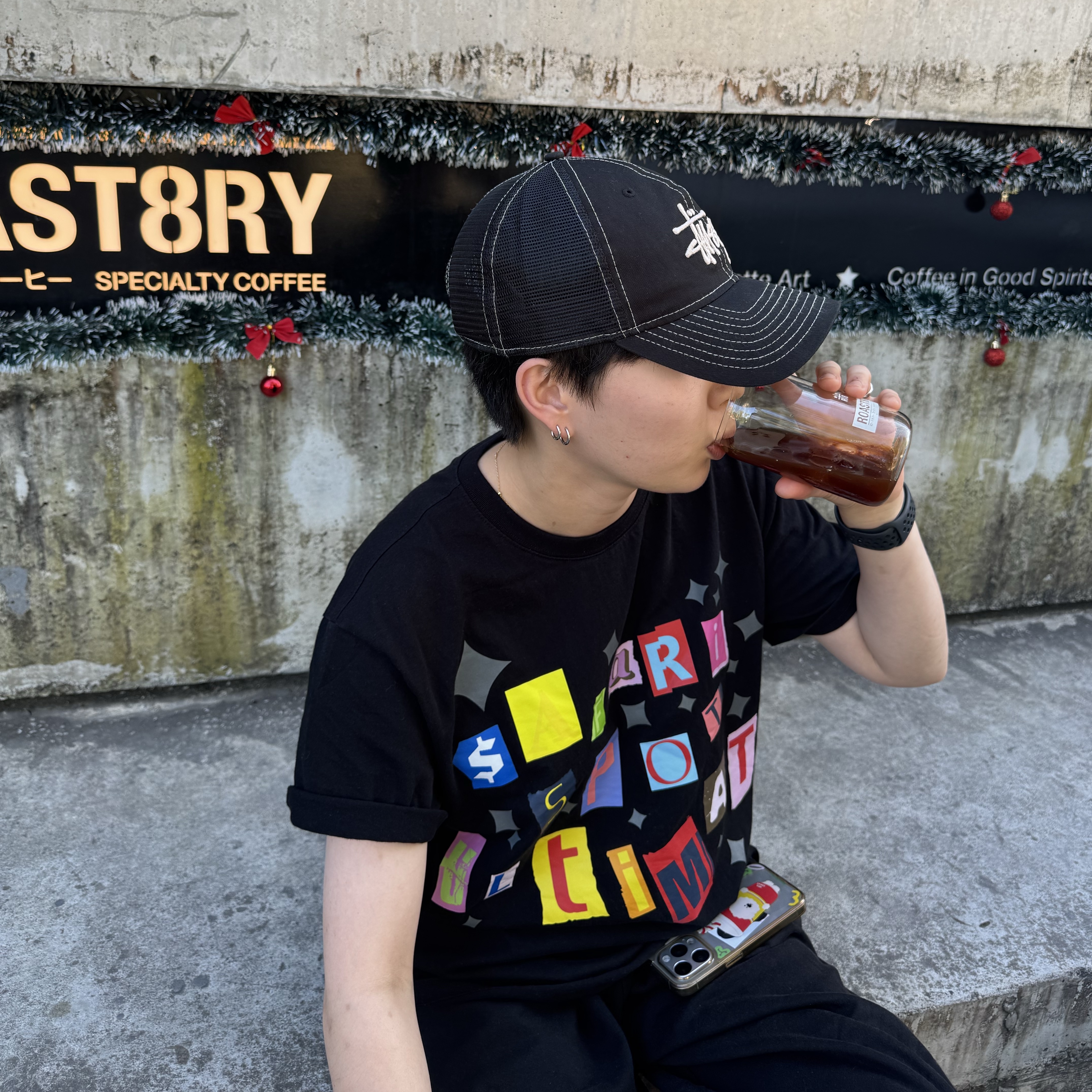 Stussy New Era 9twenty Basic Trucker Black 착용 스타일 - 2