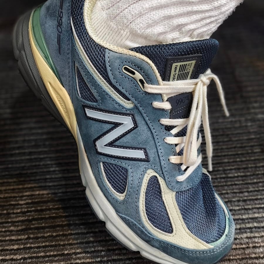 New Balance x Auralee 990v4 Made in USA Trooper, New Balance x Auralee 990v4 Made in USA London Fog 착용 스타일