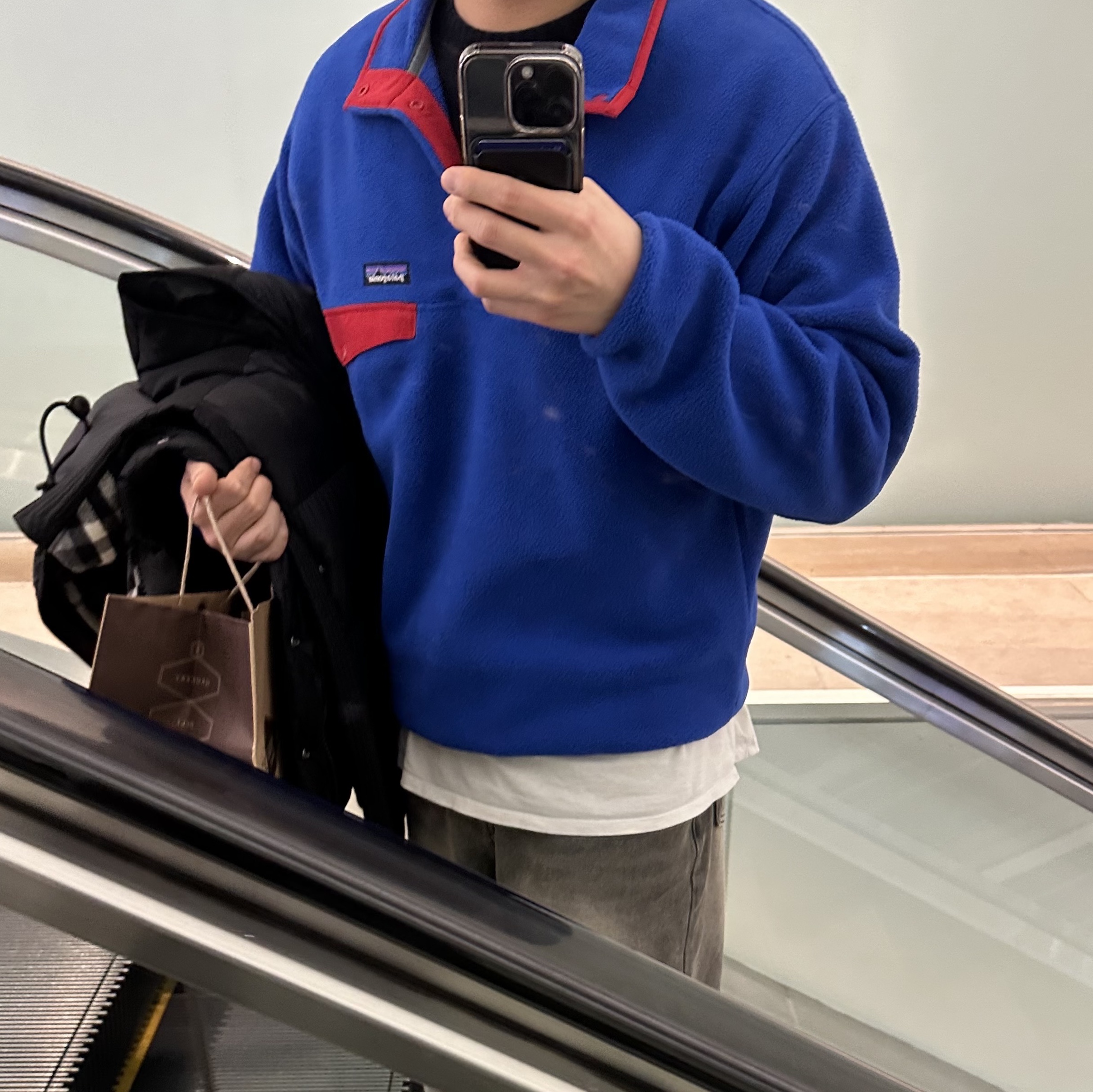 Patagonia Synchilla Snap-T Fleece Pullover Passage Blue 착용 스타일