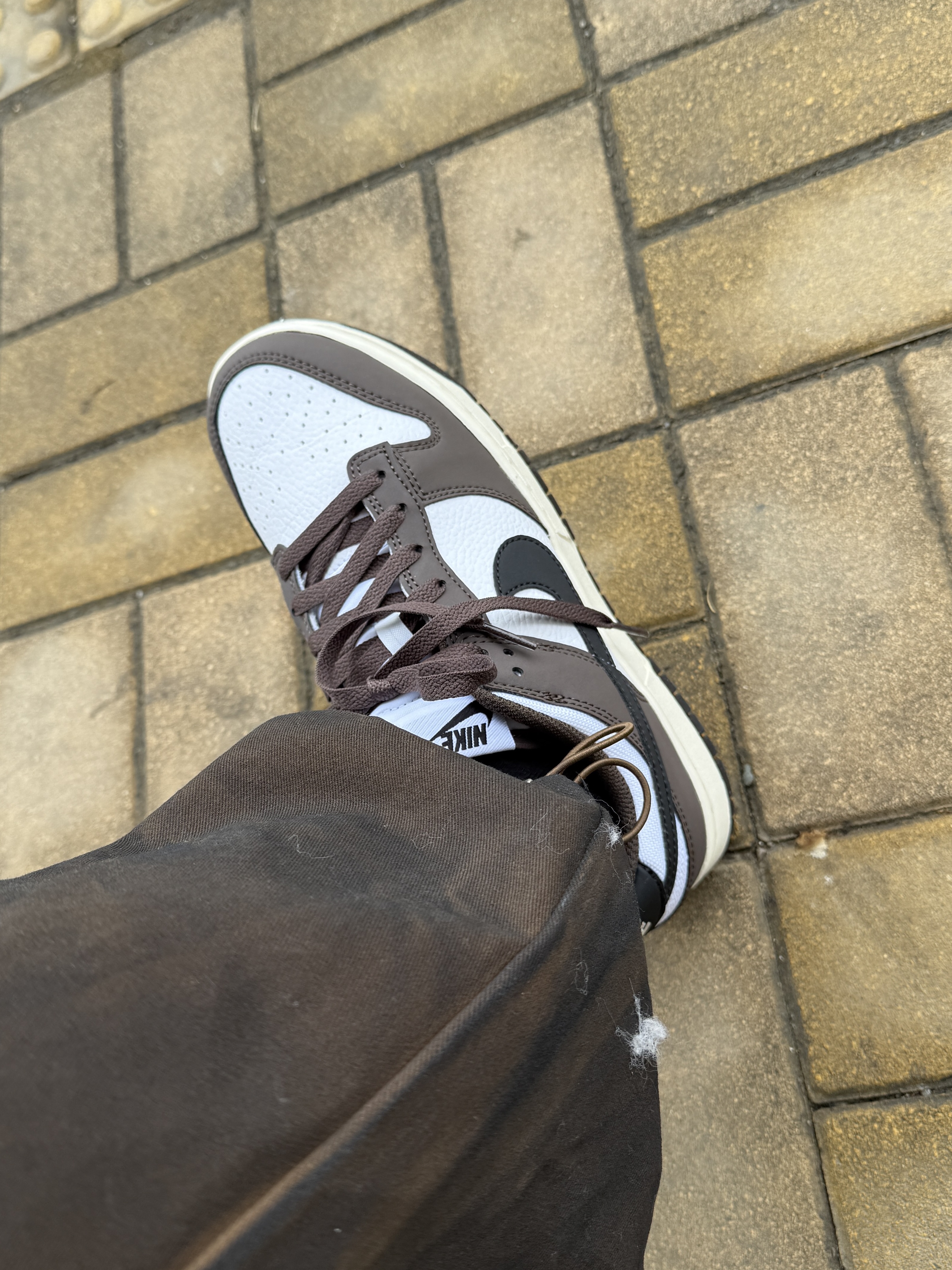Nike Dunk Low Retro Next Nature Baroque Brown White 착용 스타일 - 2