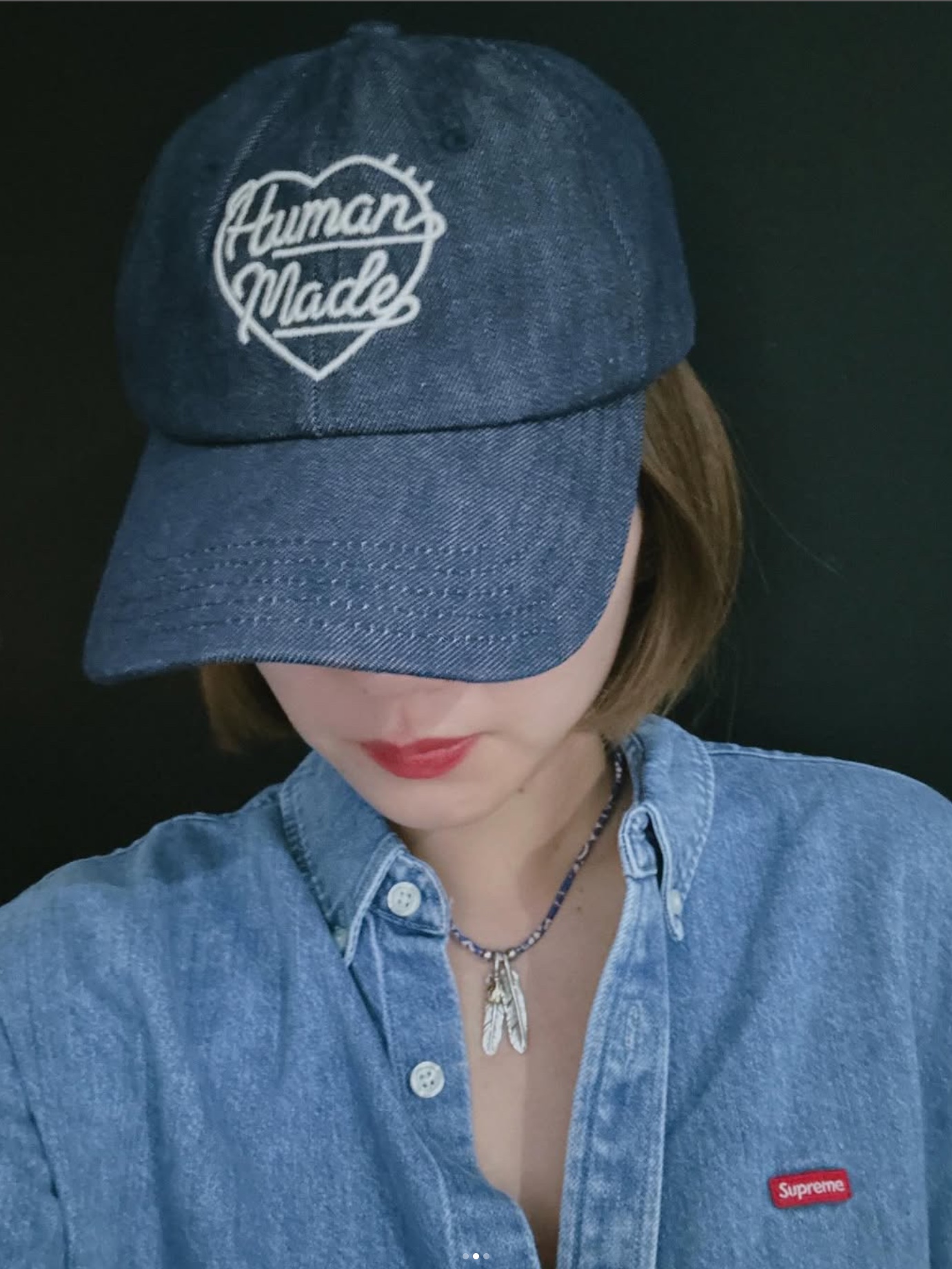 Supreme Small Box Denim Shirt Washed Indigo - 25SS 착용 스타일 - 2