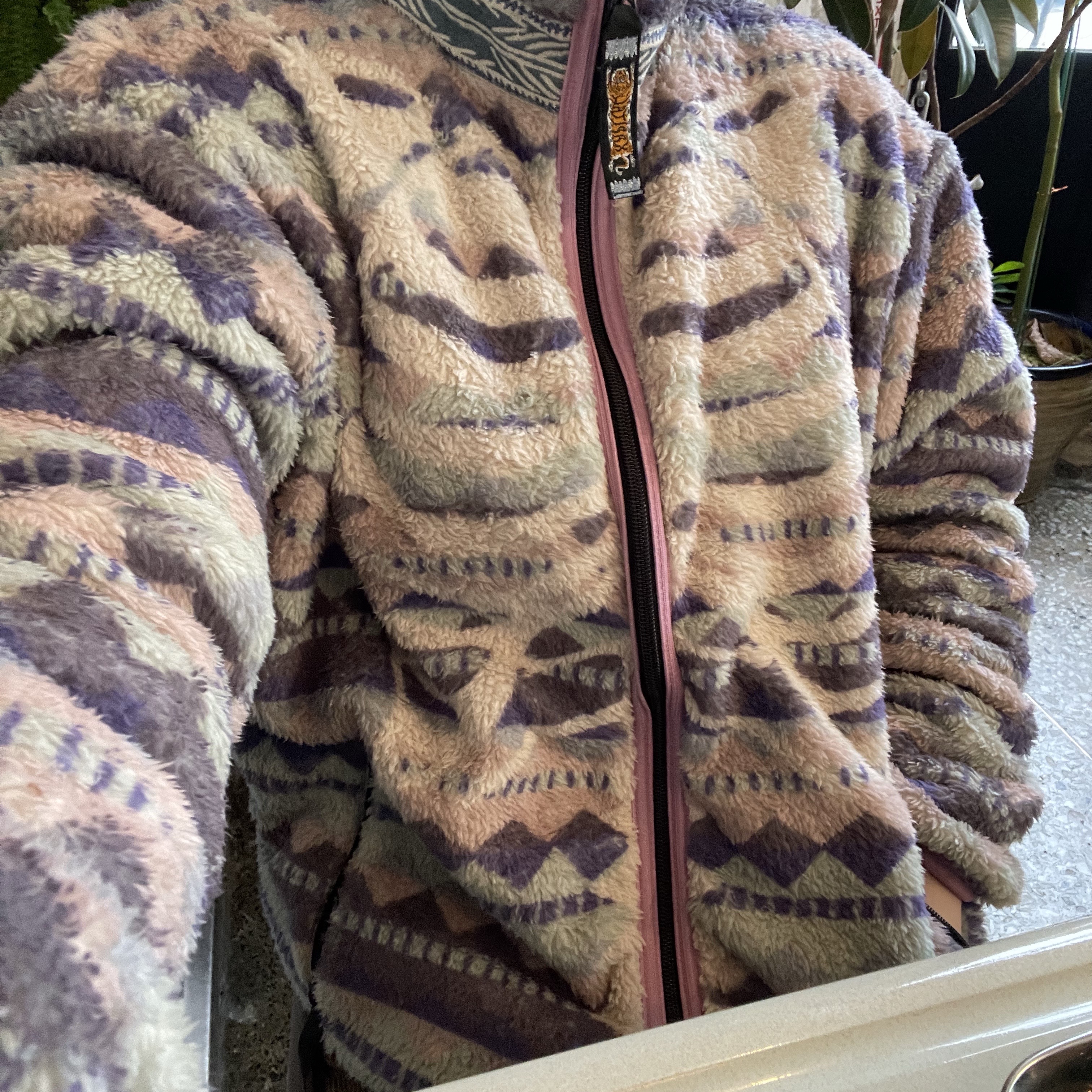 Kapital Ashland Stripe & Bone Fleece Zip Blouson Purple 착용 스타일