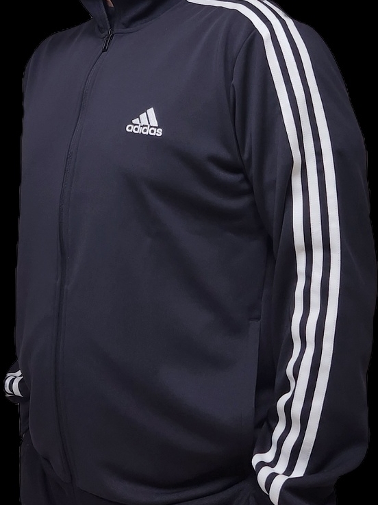 Adidas 3S Regular Fit Double Knit Track Top Black White - KR Sizing 착용 스타일