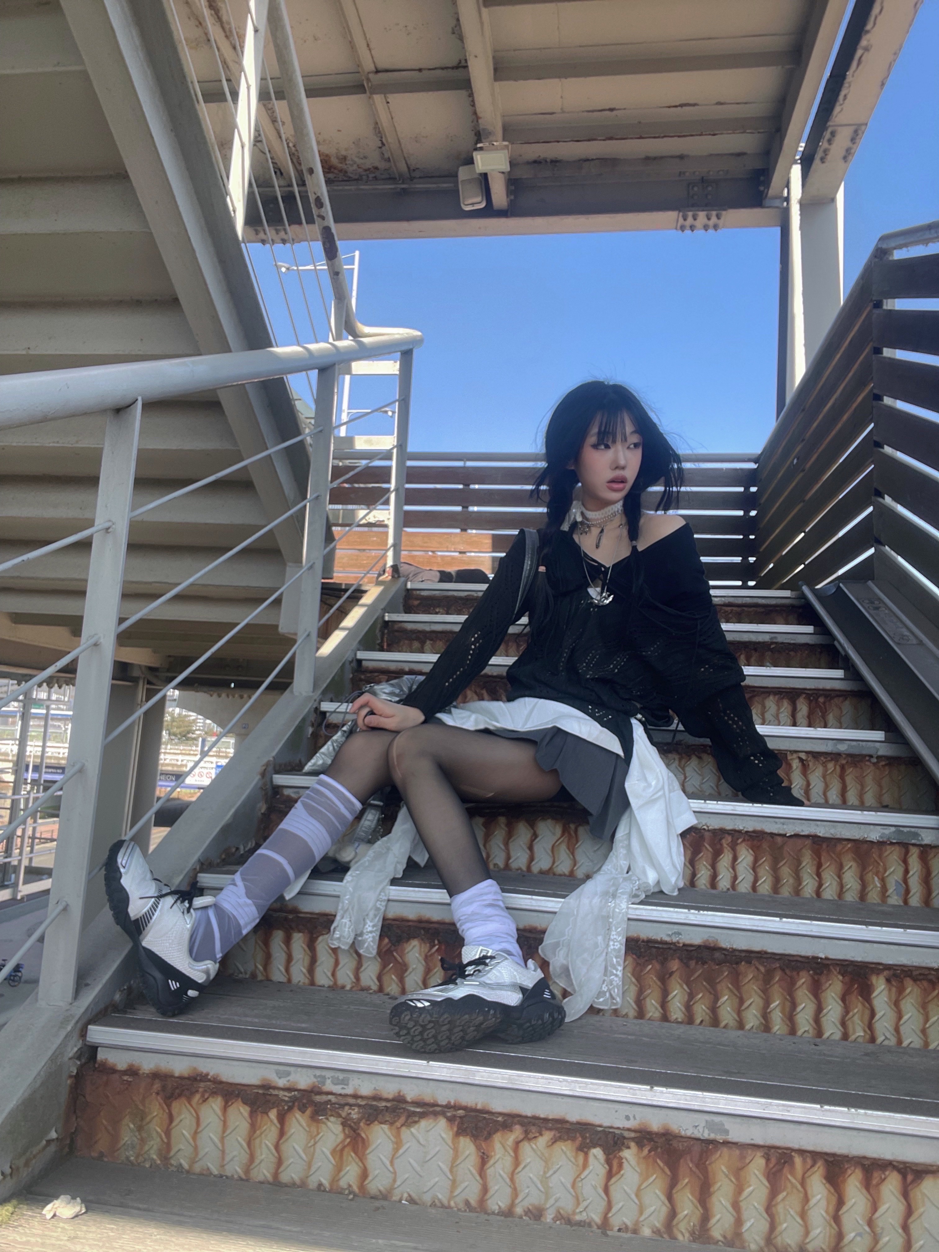 Fila Echappe v2 White Black 착용 스타일 - 2