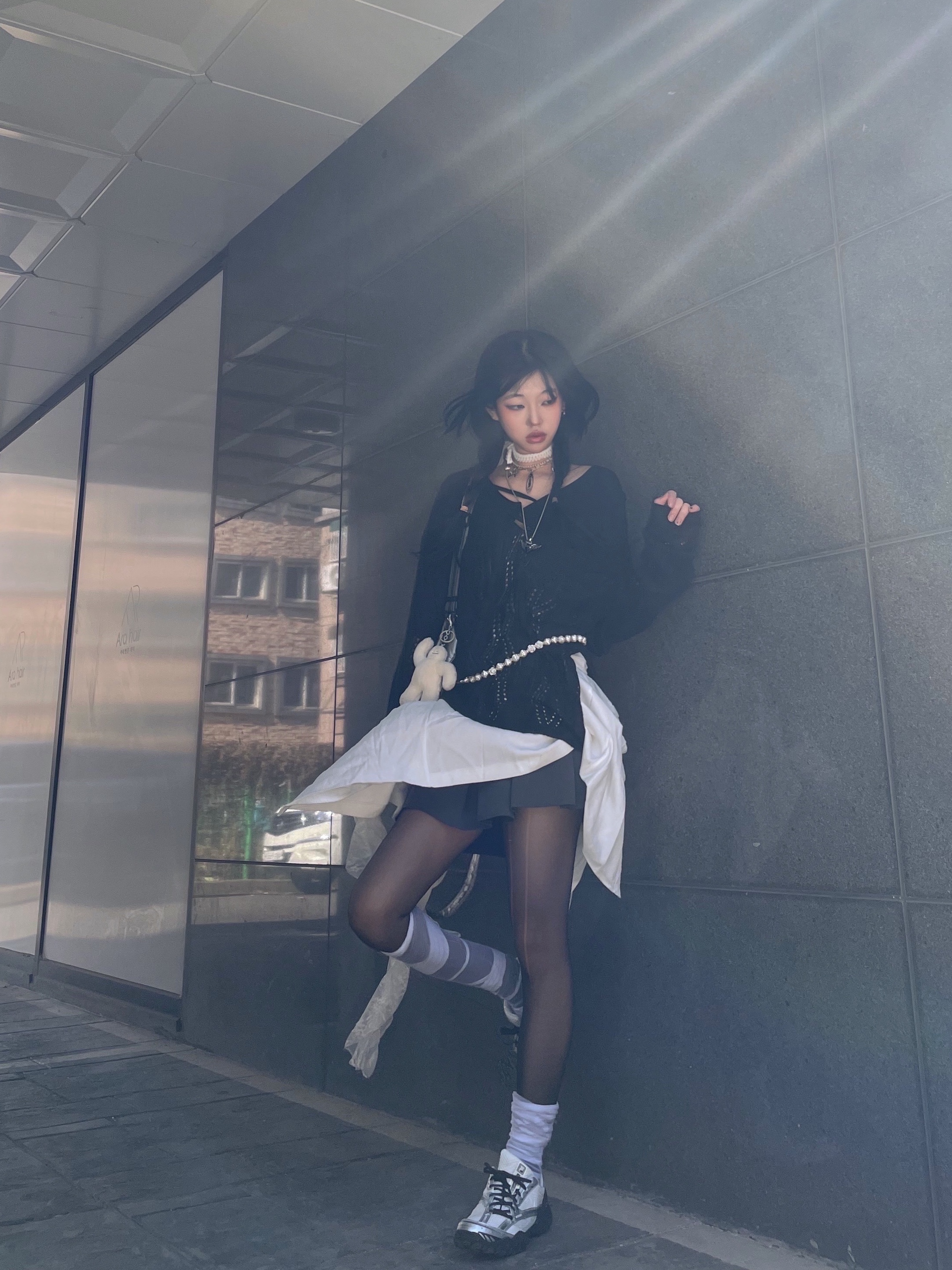 Fila Echappe v2 White Black 착용 스타일 - 1