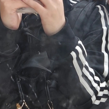 Adidas 3S Regular Fit Double Knit Track Top Black White - KR Sizing 착용 스타일