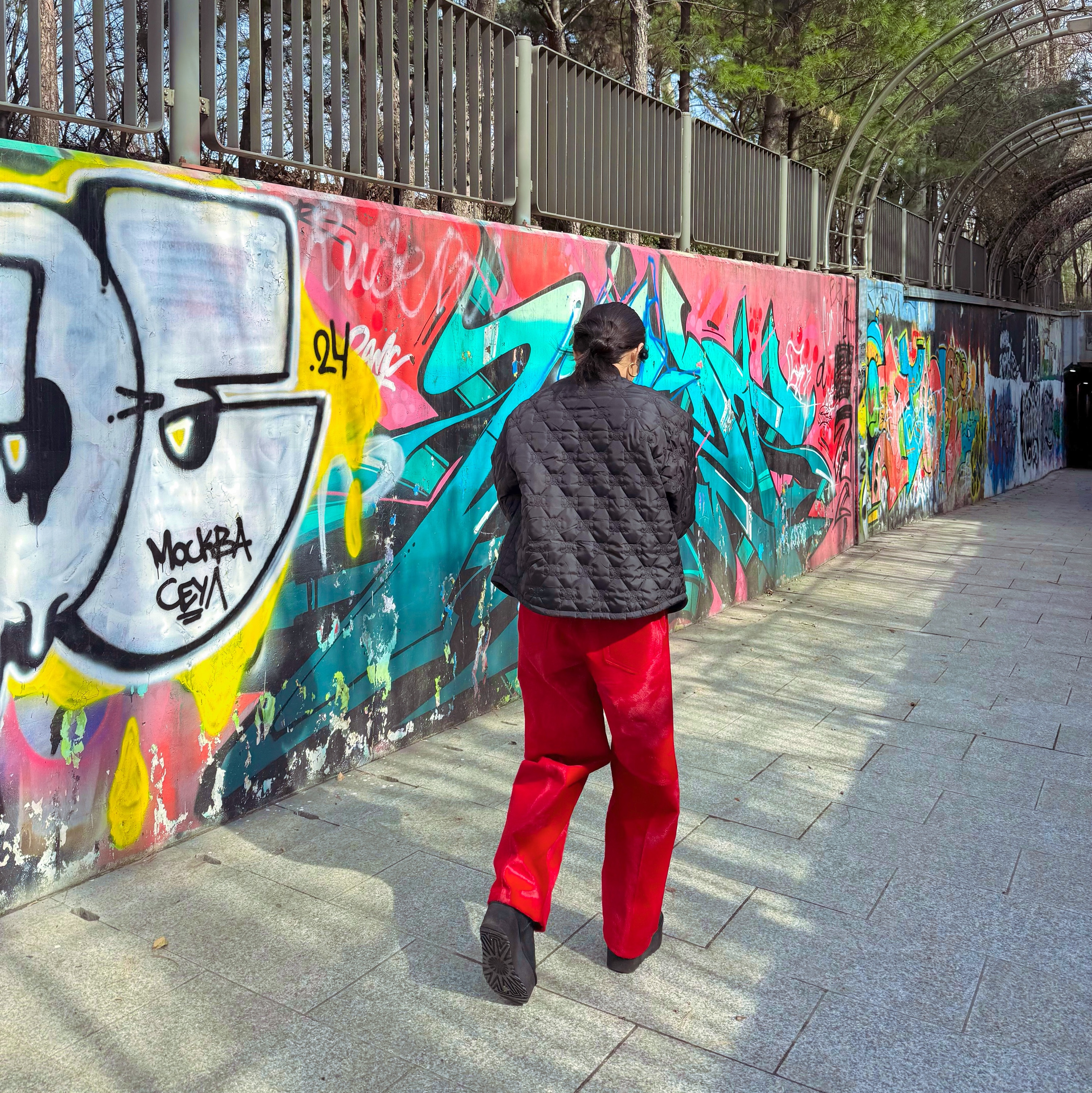 Supreme Ponyhair Loose Fit 5-Pocket Jean Red - 25SS, (W) Diesel T-Ballet-D Logo LS T-Shirt Red 착용 스타일 - 2
