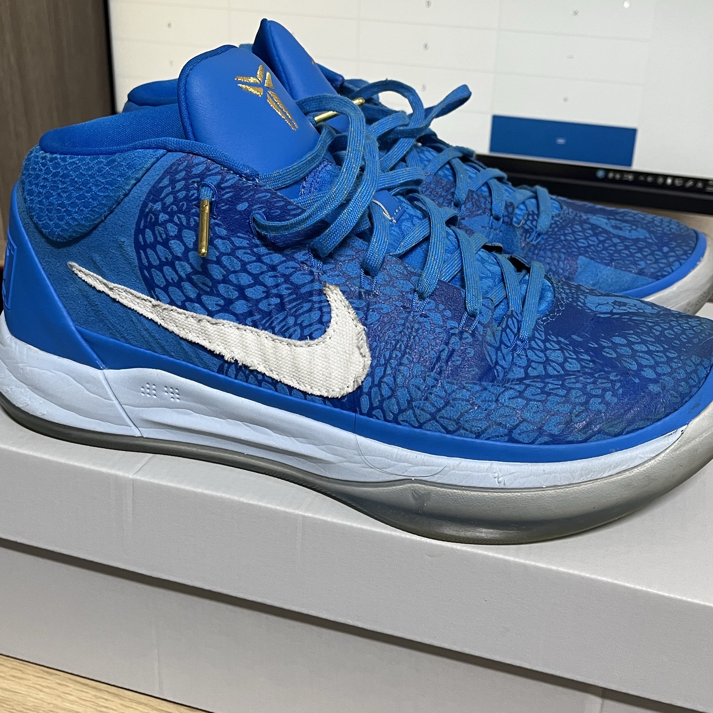 Nike Kobe A.D. Mid EP DeMar DeRozan Blue, Nike Kobe 6 Protro Green Apple 착용 스타일 - 2