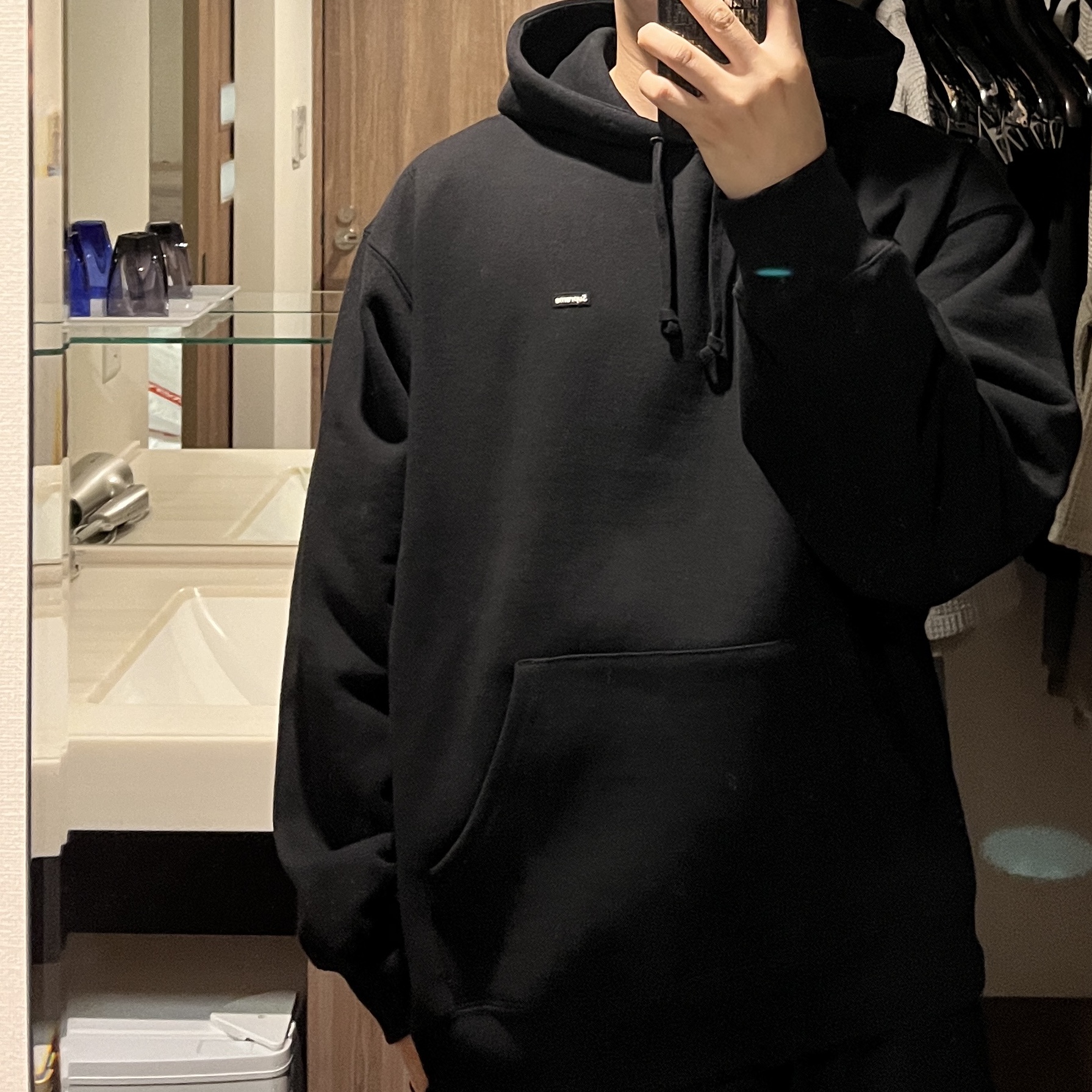 Supreme Small Box Hooded Sweatshirt Black - 24FW 착용 스타일