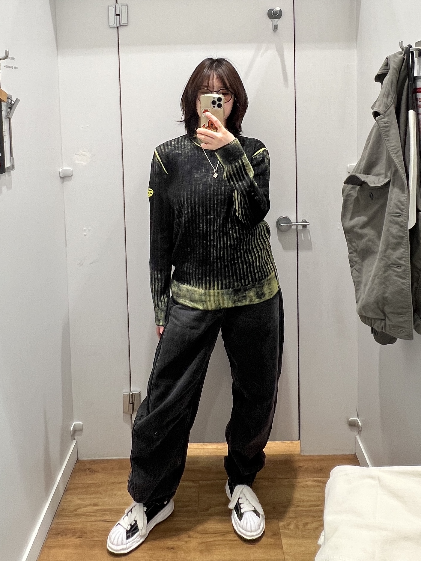 Diesel K-Andelero Printed Wool Jumper Green, (W) Adidas Adilenium Season 3 Banana Fitted Washed Denim Pants Black - KR Sizing 착용 스타일