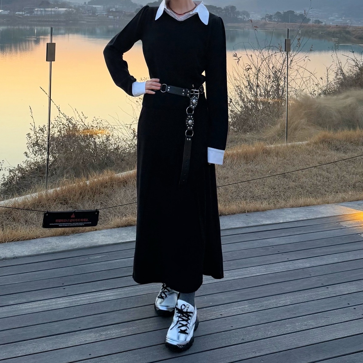 Fila Echappe v2 White Black 착용 스타일 - 2