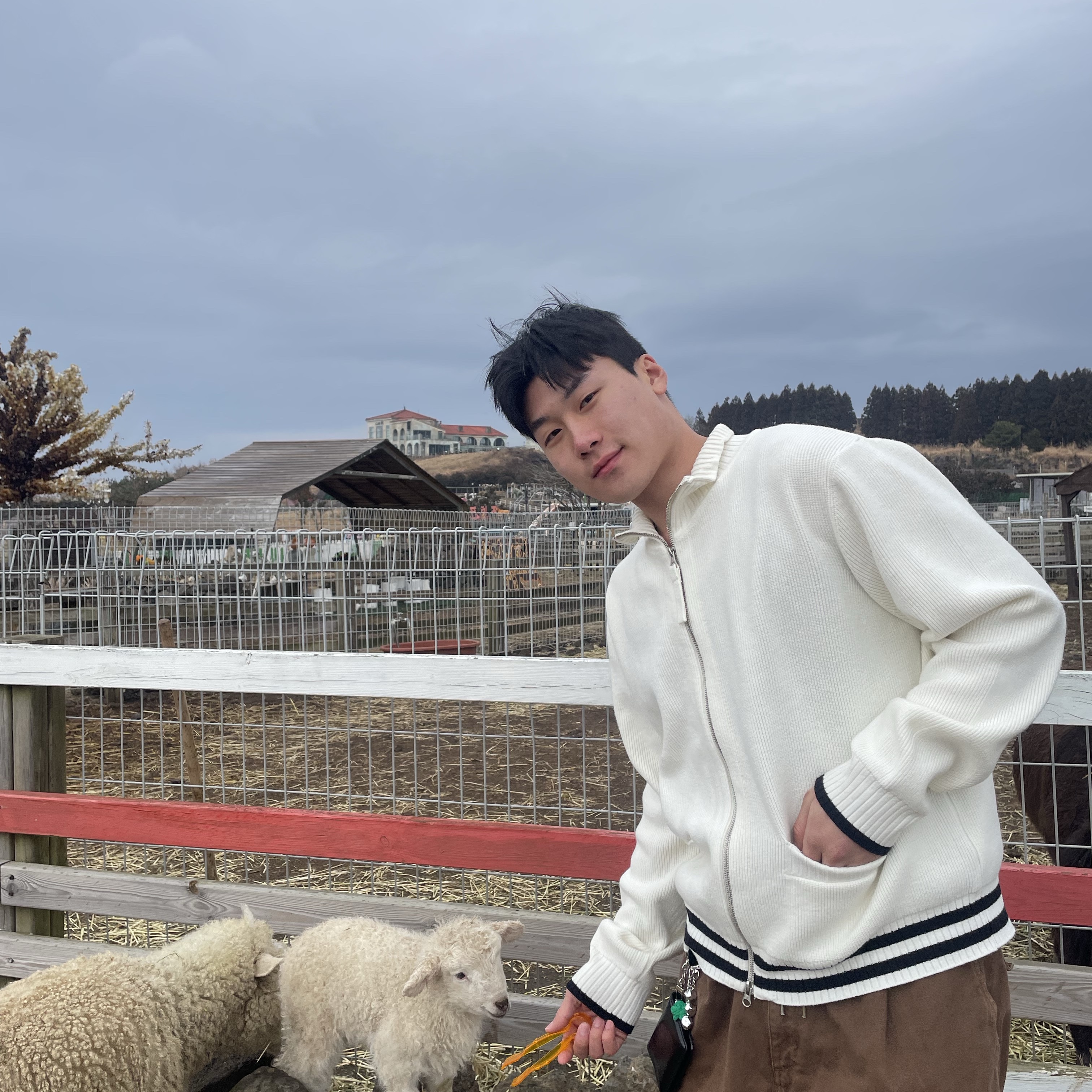 Matin Kim Spell Point Stripe Knit Cardigan Ivory 착용 스타일 - 4