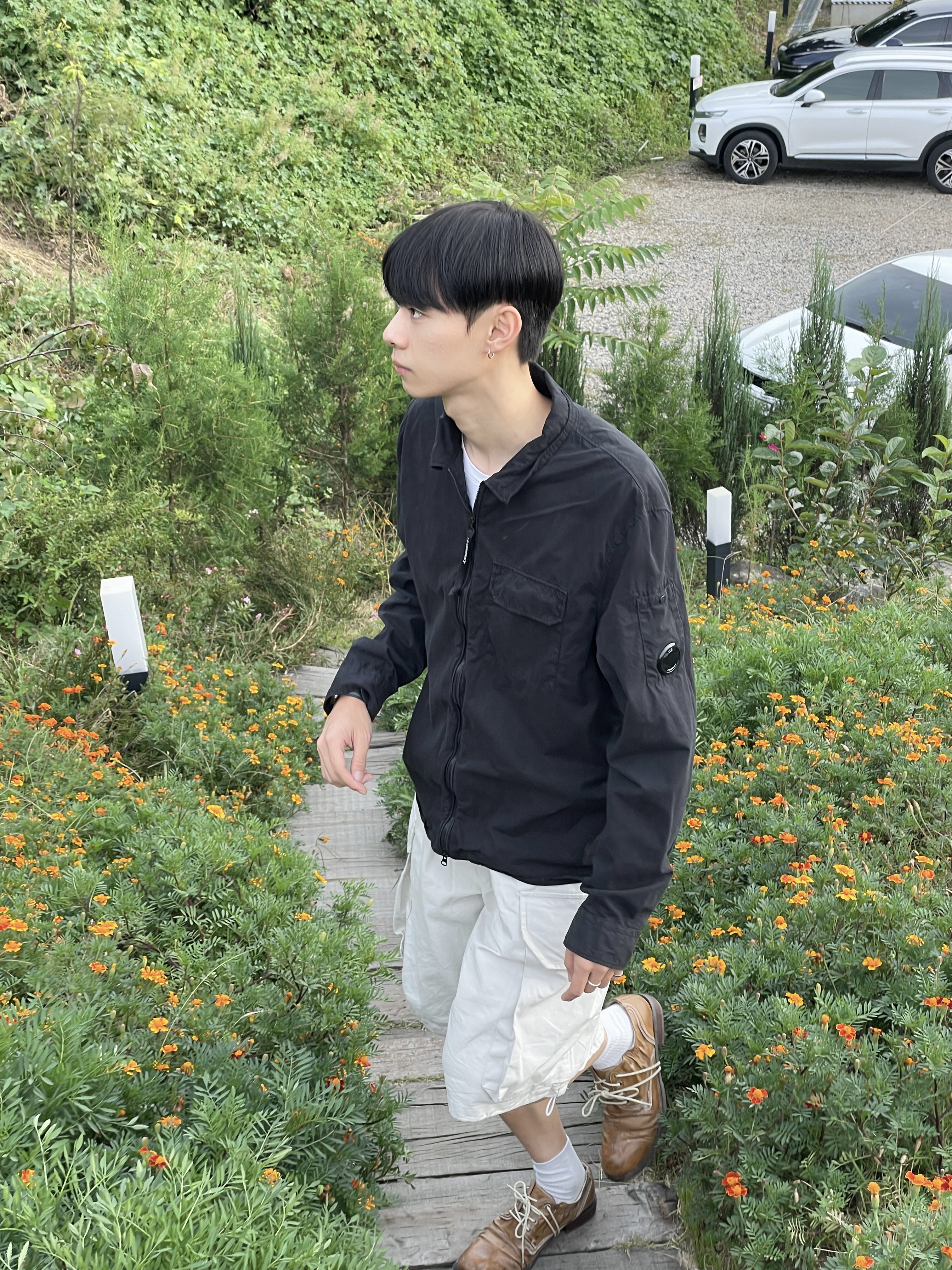 C.P. Company Gabardine Zipped Shirt Black - 24SS 착용 스타일