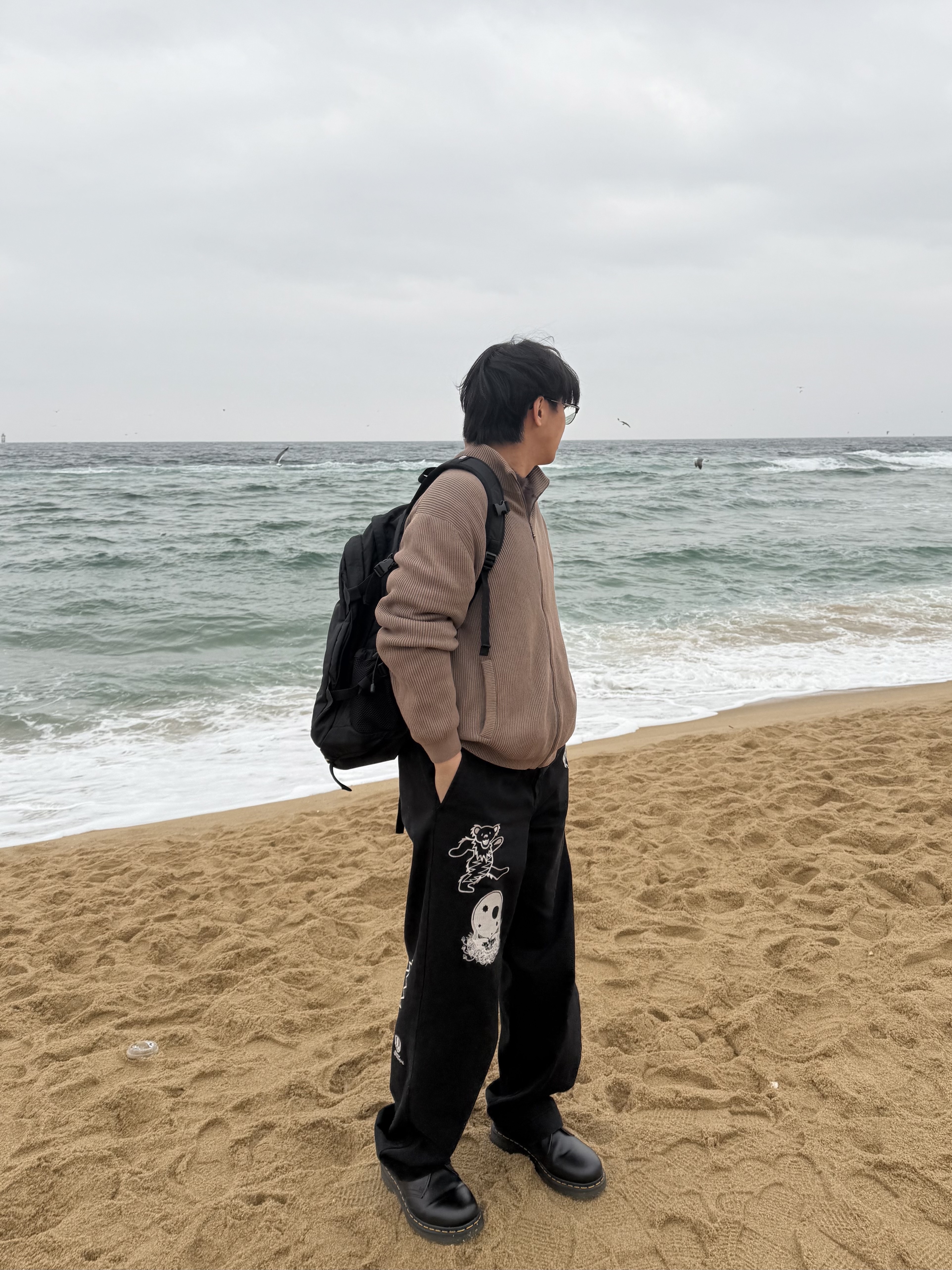 Dr. Martens 1461 Smooth Black, Thisisneverthat x Grateful Dead Iconography Work Pants Off Black 착용 스타일 - 1