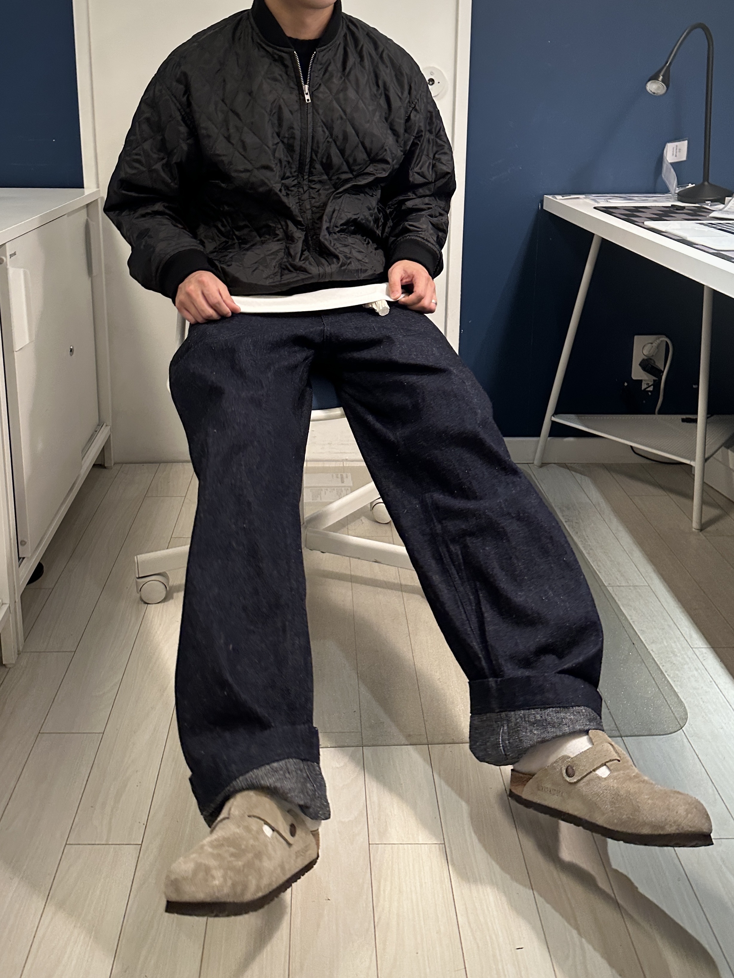 CDG Quilted '84-85 Staff Blouson Black, Birkenstock Boston Soft Footbed Taupe - Regular 착용 스타일 - 2