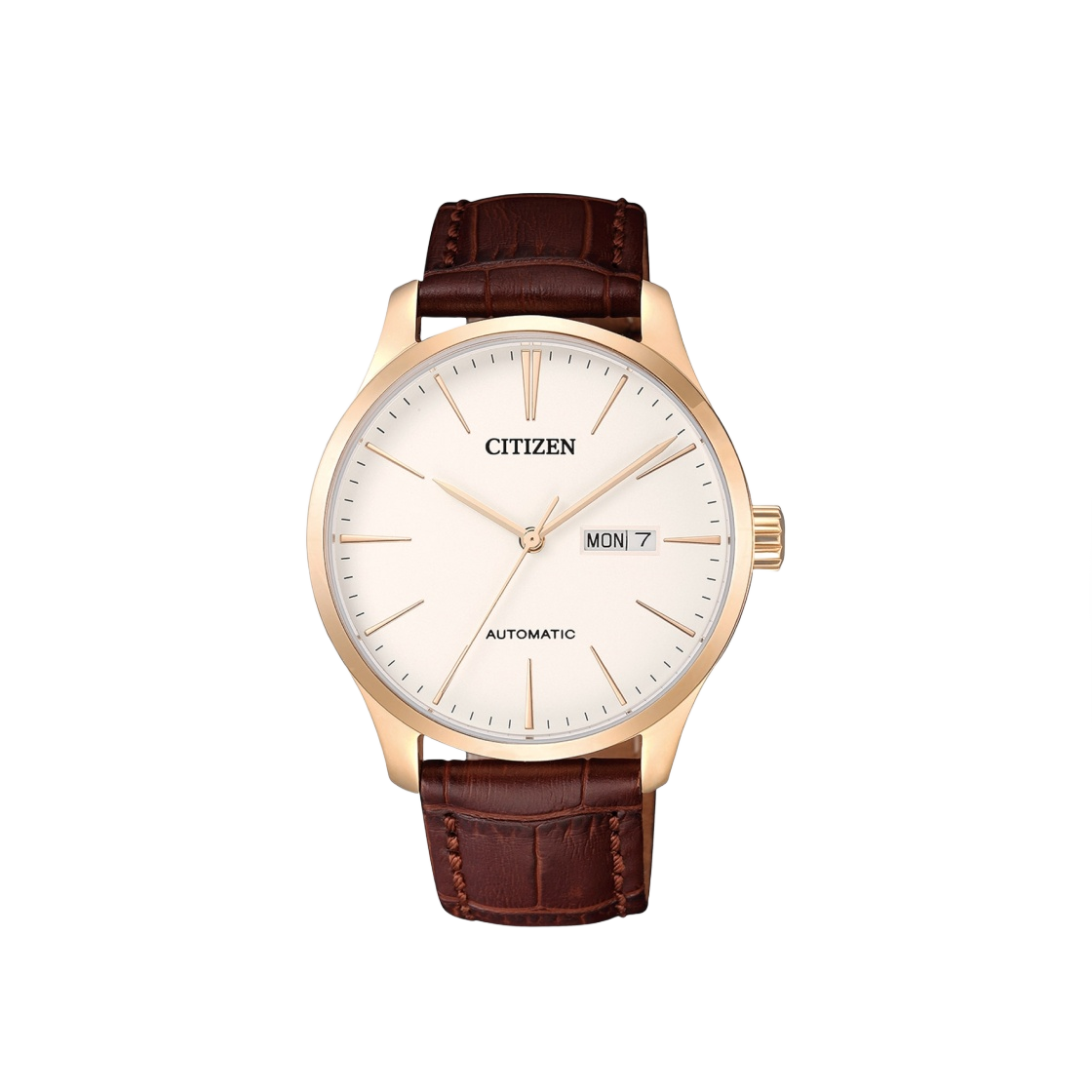 시티즌 메카니컬 오토매틱 40mm 카프 레더 로즈 골드 브라운(Citizen Mechanical Automatic 40mm Calf Leather Rose Gold Brown)