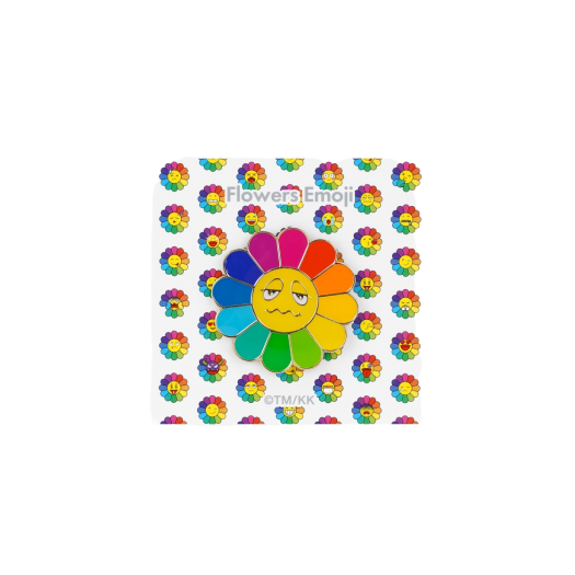 Kaikai Kiki Flower Emoji Pin Confounded Face Rainbow