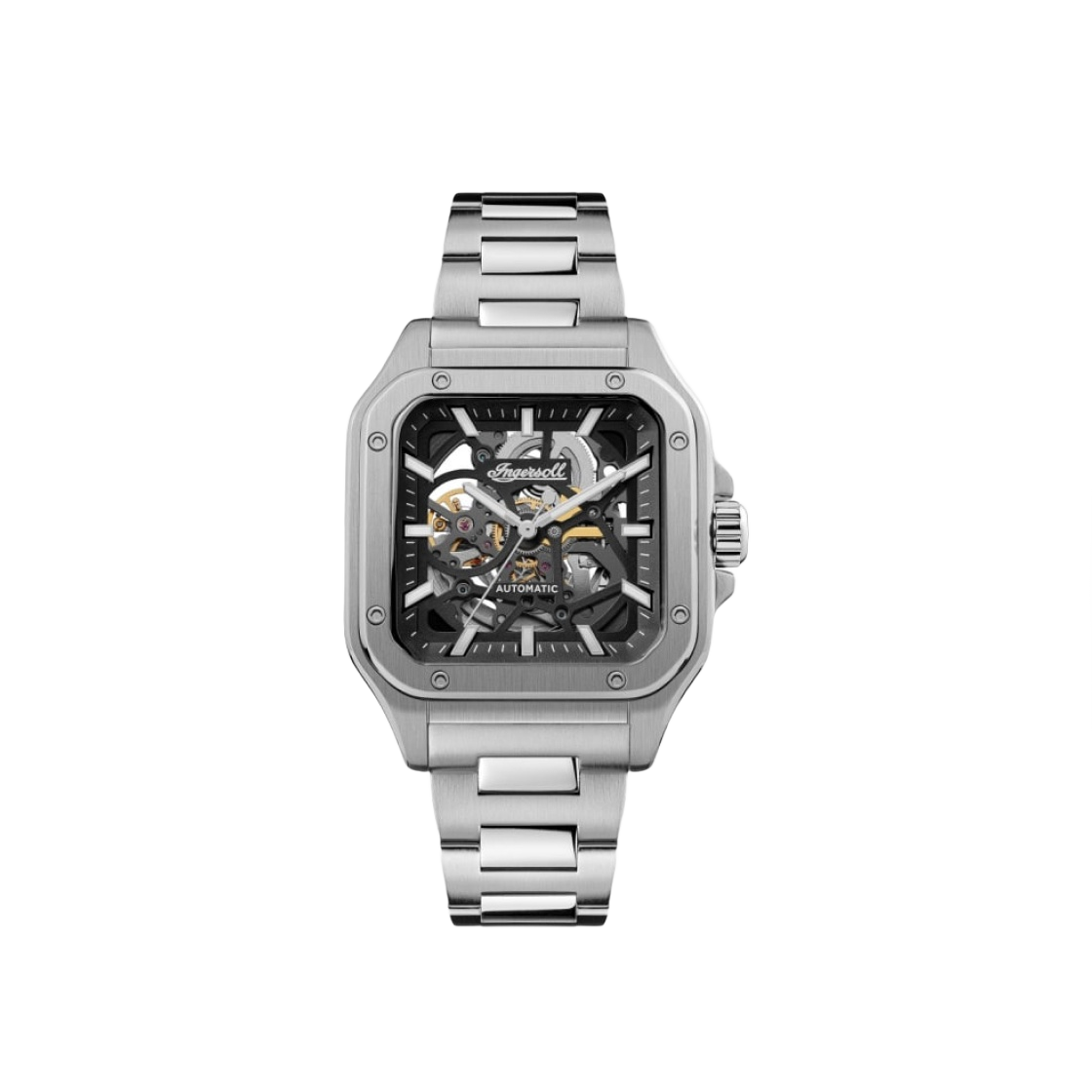 잉거솔 올리 스켈레톤 42mm I14501 오토메틱 스테인리스 스틸 실버 블랙 실버 다이얼(Ingersoll Ollie 42mm I14501 Skeleton Automatic Stainless Steel Silver Black Silver Dial)