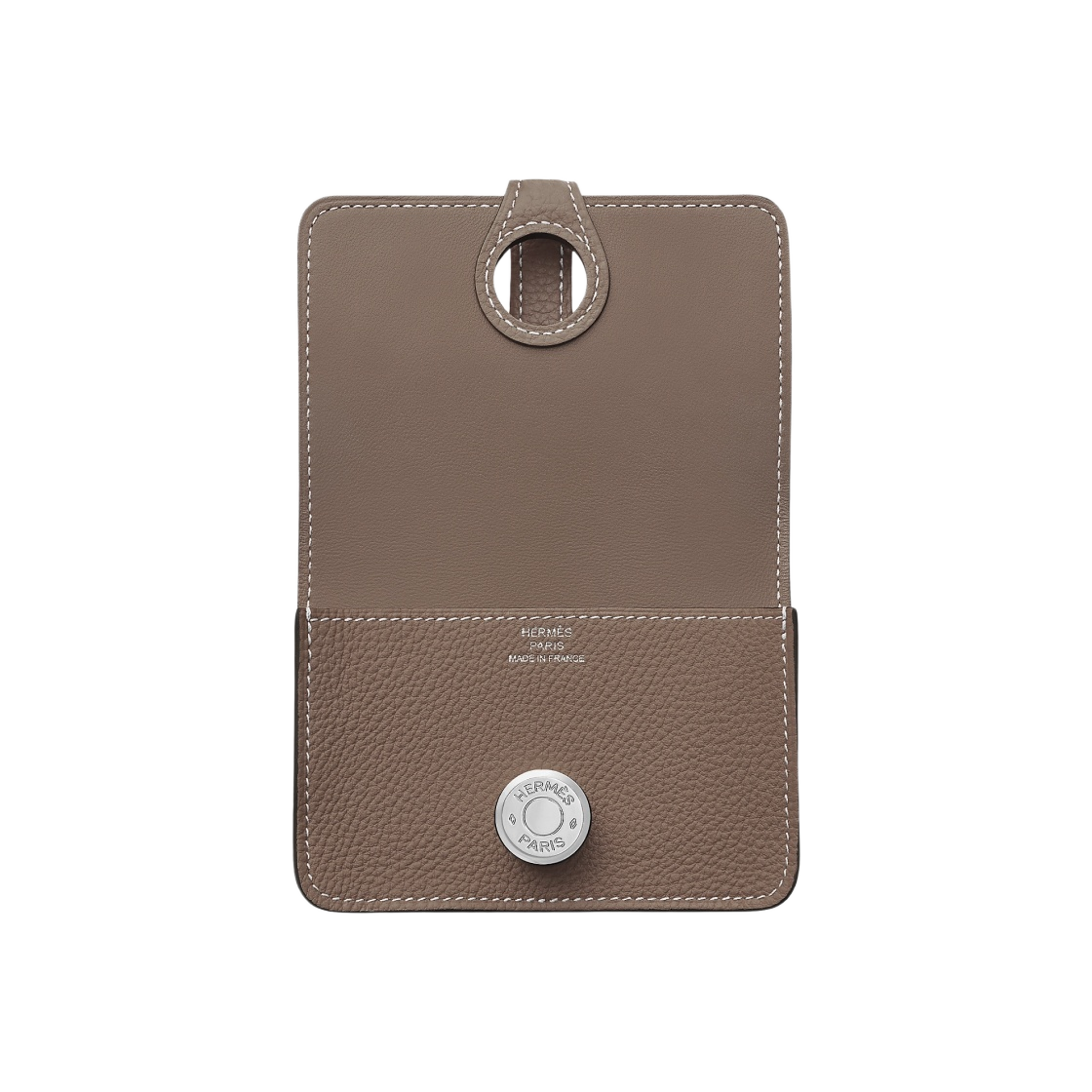 H044083CK18 Hermes Dogon Card Holder Togo & Palladium Etoupe - #2