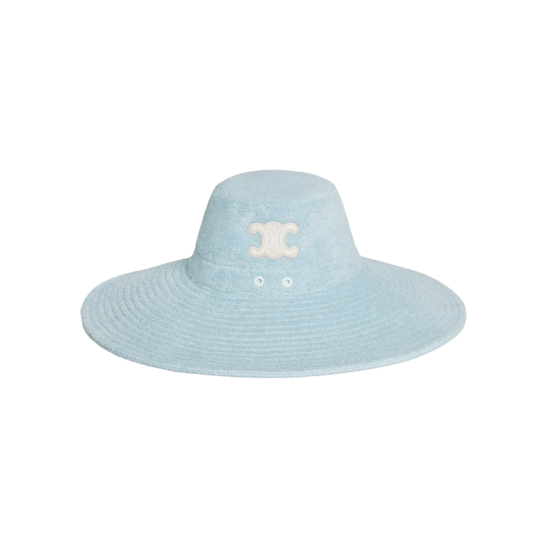 2AUN2692R-29BU (W) Celine Walking Hat with Leather Triomphe Patch in Terry Cotton Grunge BLue - 대표 이미지 #1