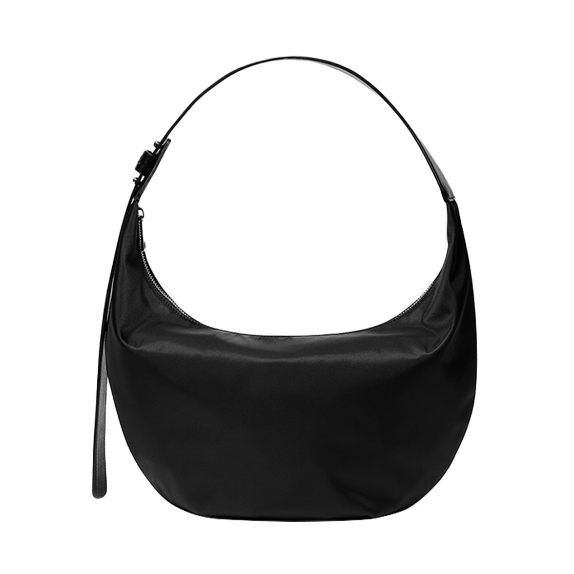 비뮤즈맨션 나일론 호보 백 블랙(BEMUSE MANSION Nylon hobo bag Black)