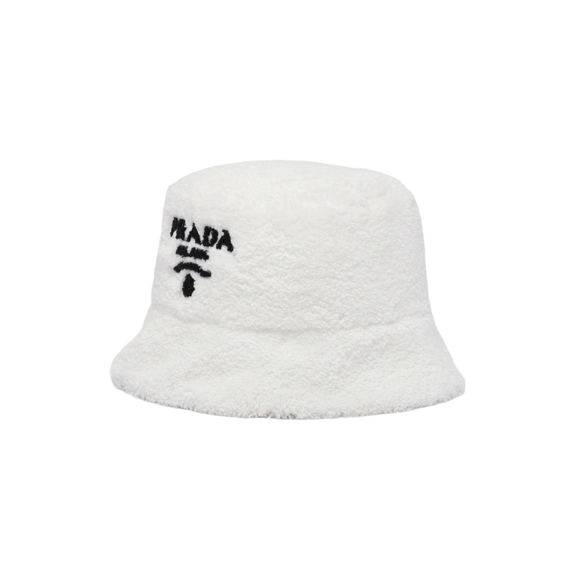 (W) 프라다 테리클로스 버킷햇 화이트 블랙((W) Prada Terrycloth Bucket Hat White Black) - 1