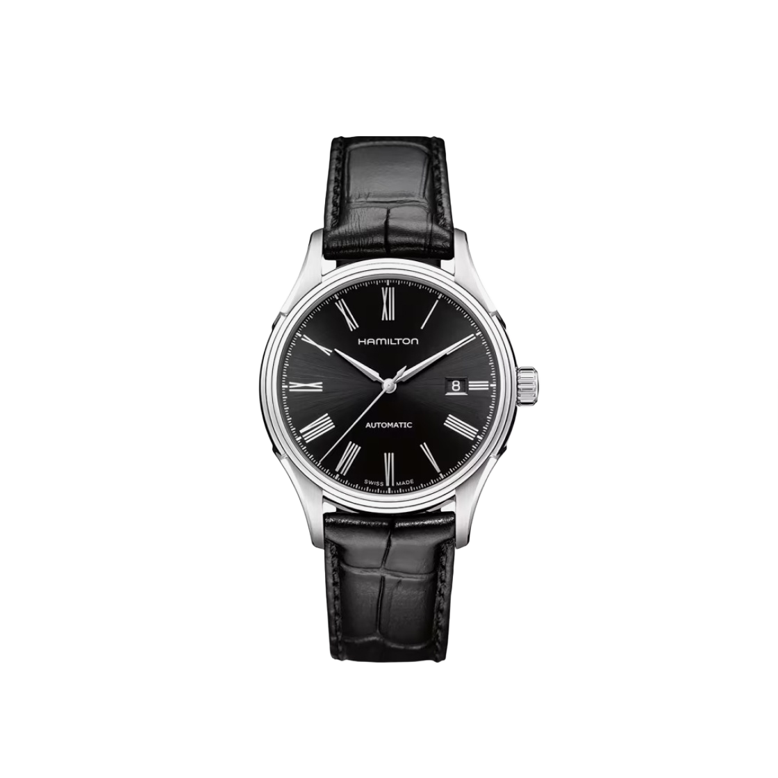 해밀턴 아메리칸 클래식 발리언트 오토 40mm 스테인리스 스틸 카프 레더 블랙(Hamilton American Classic Valiant Auto 40mm Stainless Steel Calf Leather Black) - 1