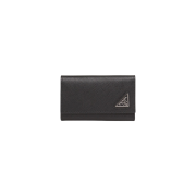 Prada Saffiano Leather Key Case Black