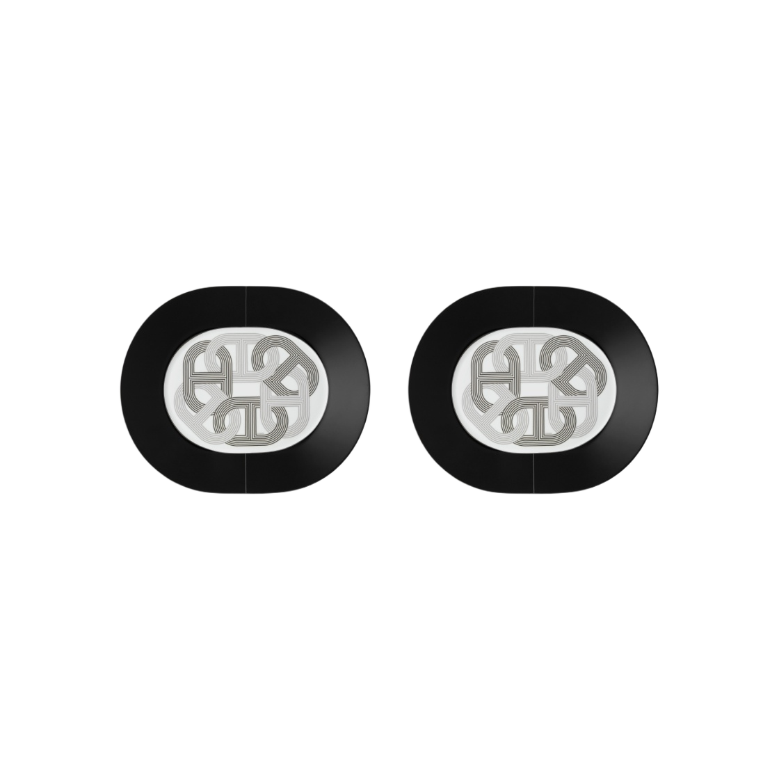 Hermes Rallye 24 Chaine D'Ancre Dessert Plate Gray Tableware Dish 2 set Auth New