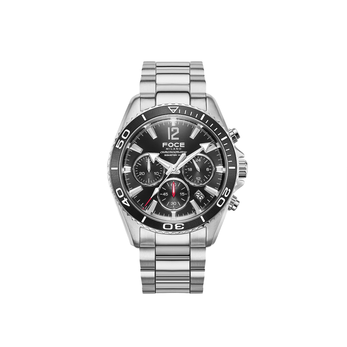 포체 44mm 크로노그래프 메탈 워치 블랙(Foce 44mm Chronograph Metal Watch Black)