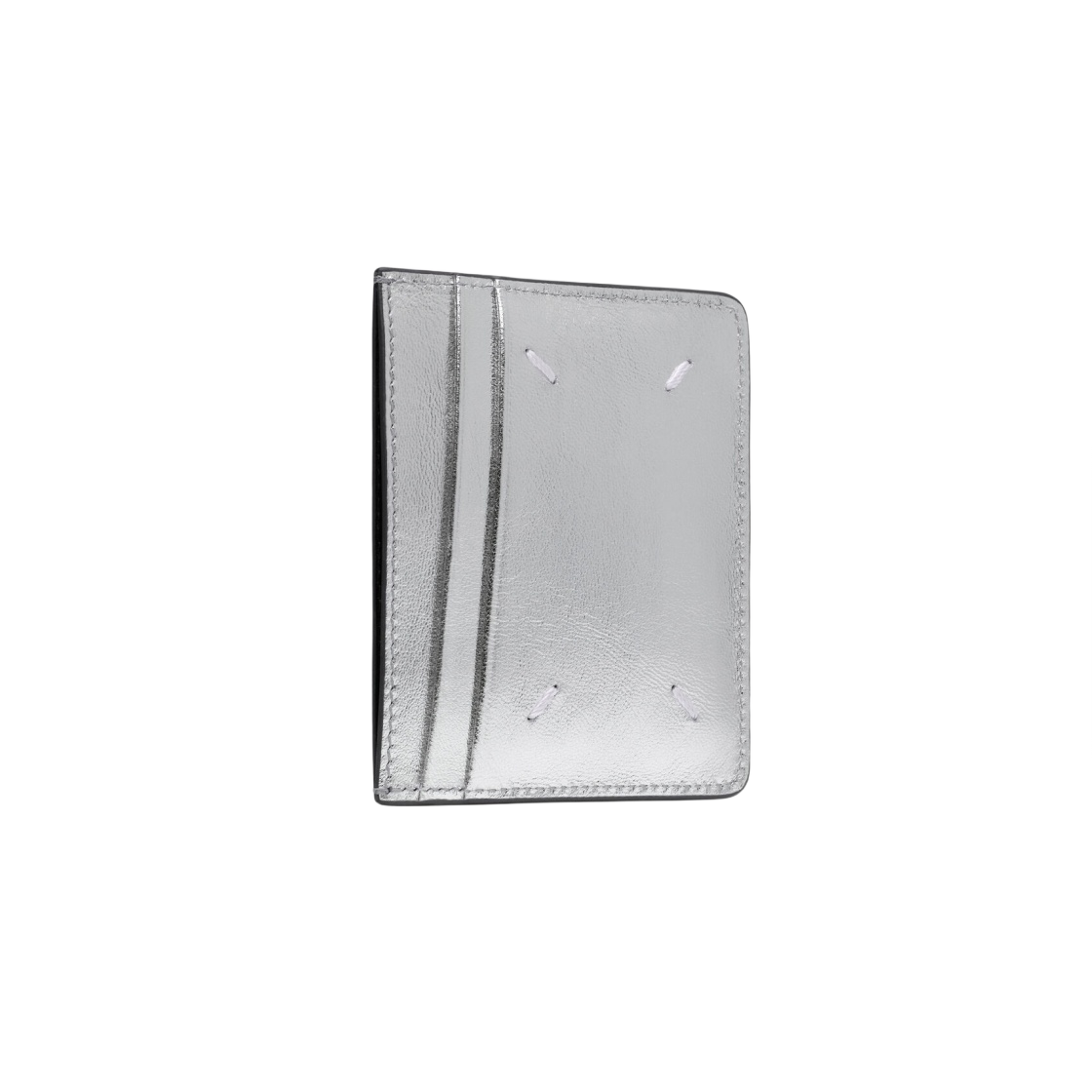 SA1VX0002P5390T9002 Maison Margiela Metallized Leather Four Stiches Card Holder Silver Color