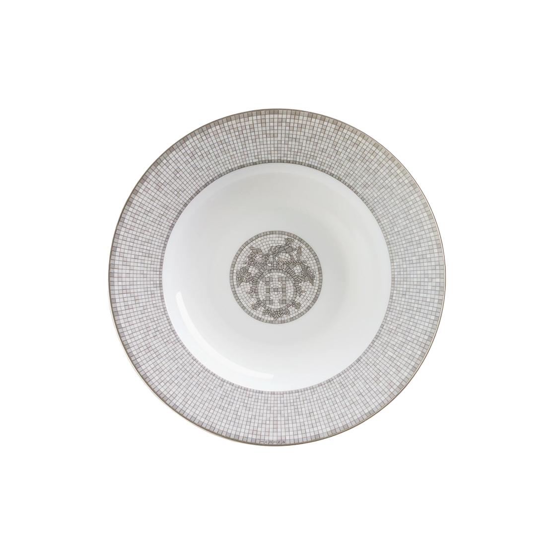 P035013P Hermes Mosaique Au 24 Soup Plate Platinum Sans Coloris (1 Plate)