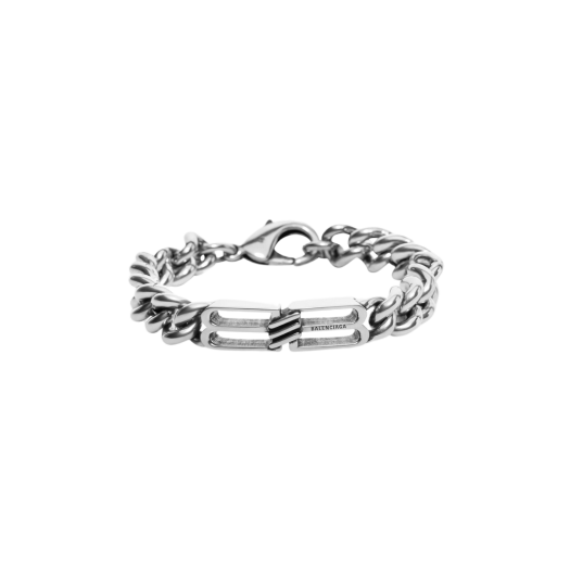 Balenciaga BB Icon Gourmette Bracelet Antique Silver