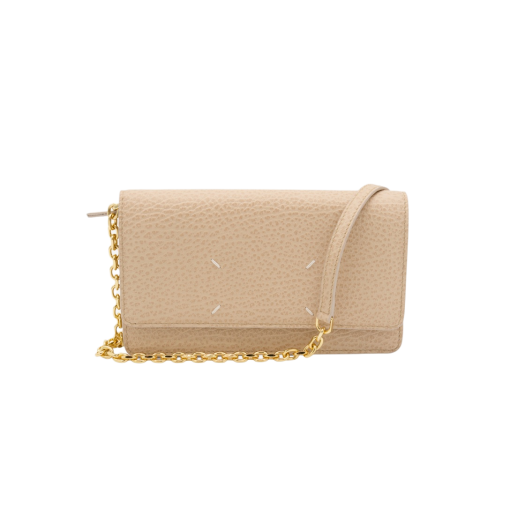 Maison Margiela Four Stitches Chain Flap Wallet Almond